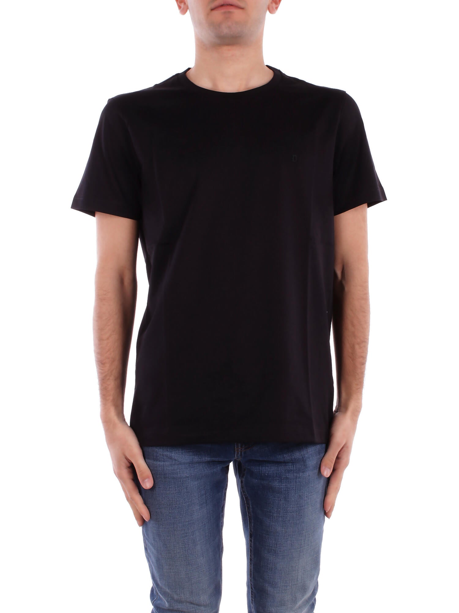 DONDUP Uomo T-shirt US198JF0271U 999 T-shirt regular in jersey basi Nero