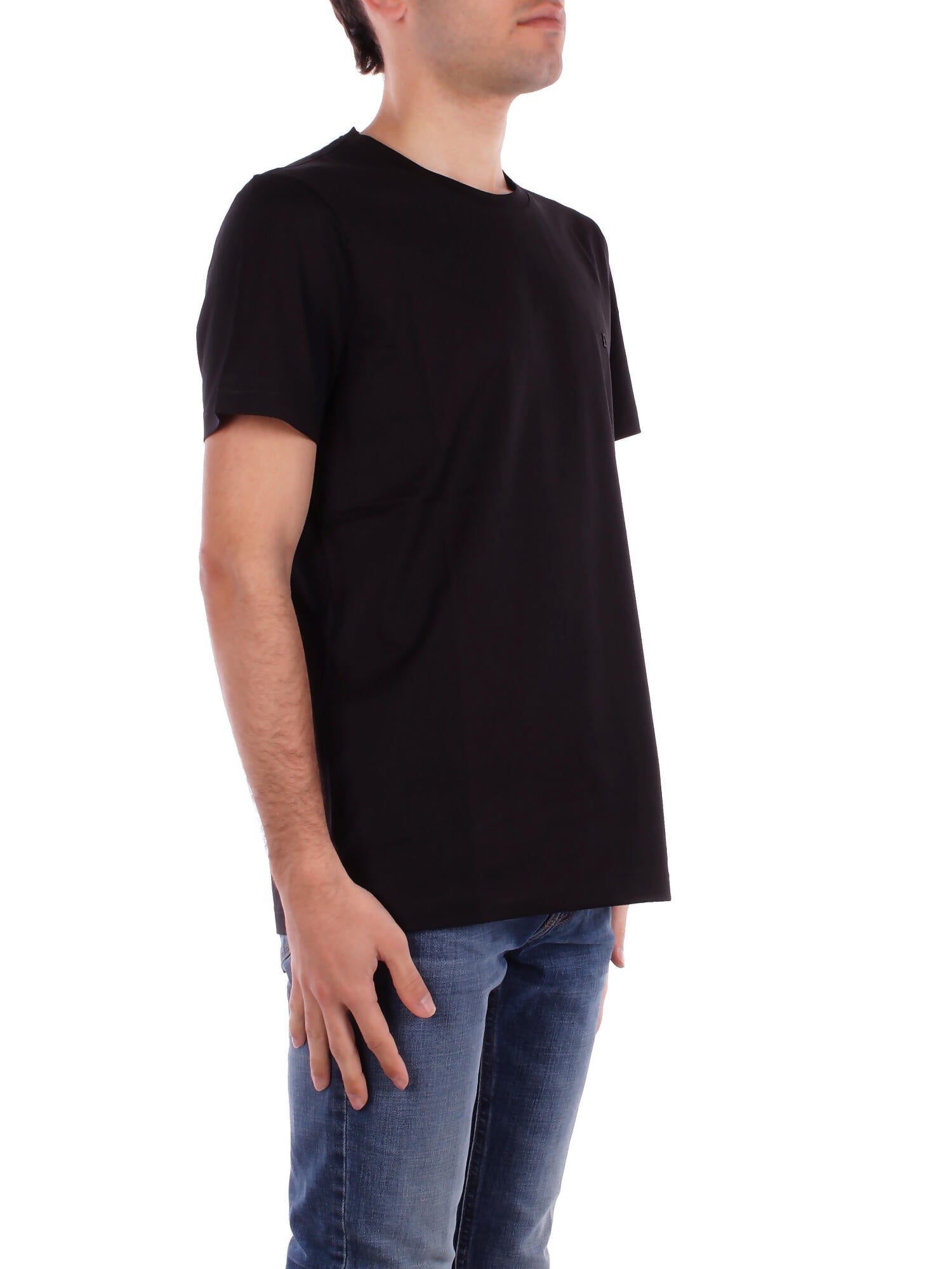 DONDUP Uomo T-shirt US198JF0271U 999 T-shirt regular in jersey basi Nero