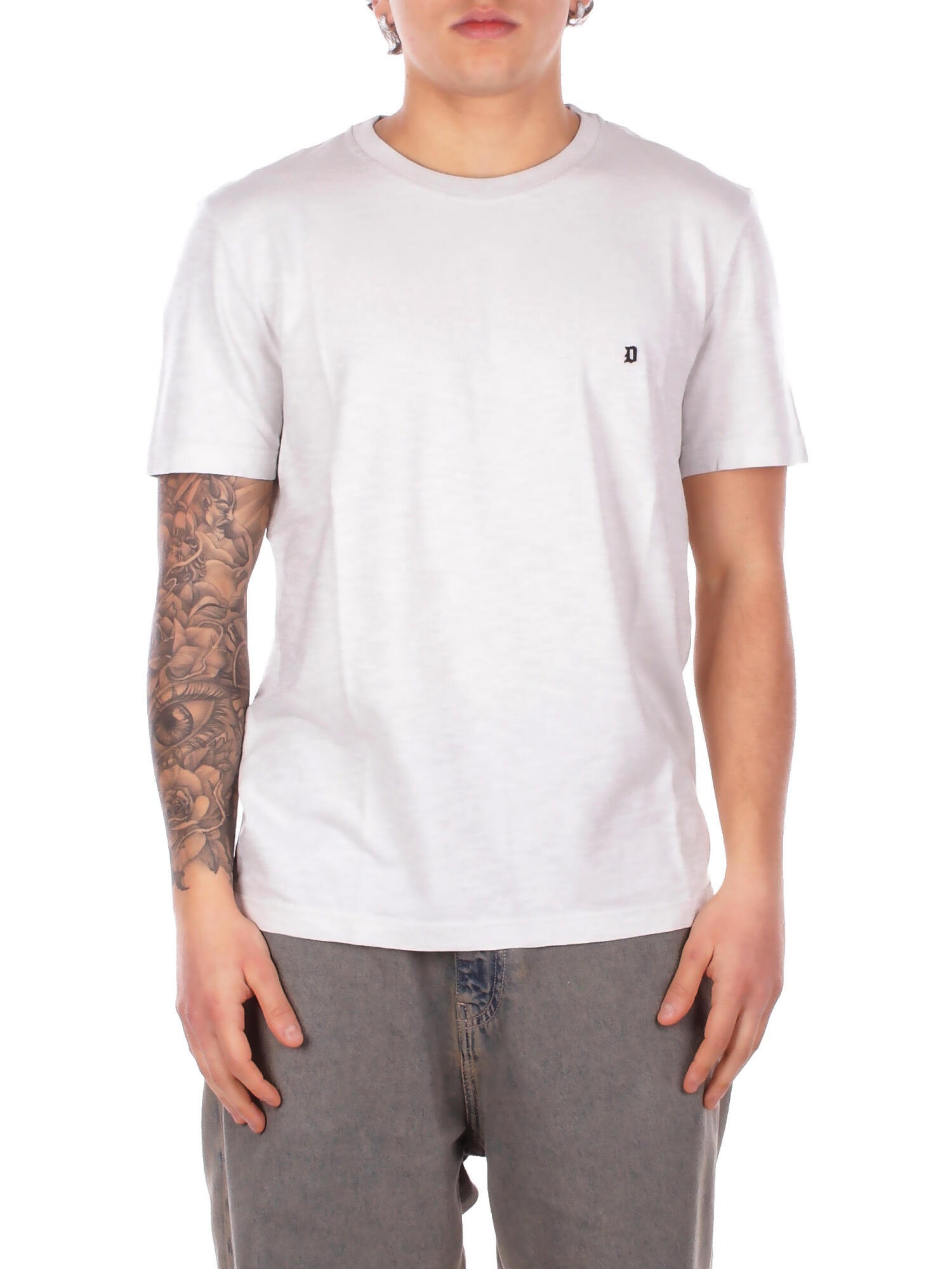 DONDUP Uomo T-shirt US371JF0195U 021 T-shirt regular in jersey fiam Cristallo