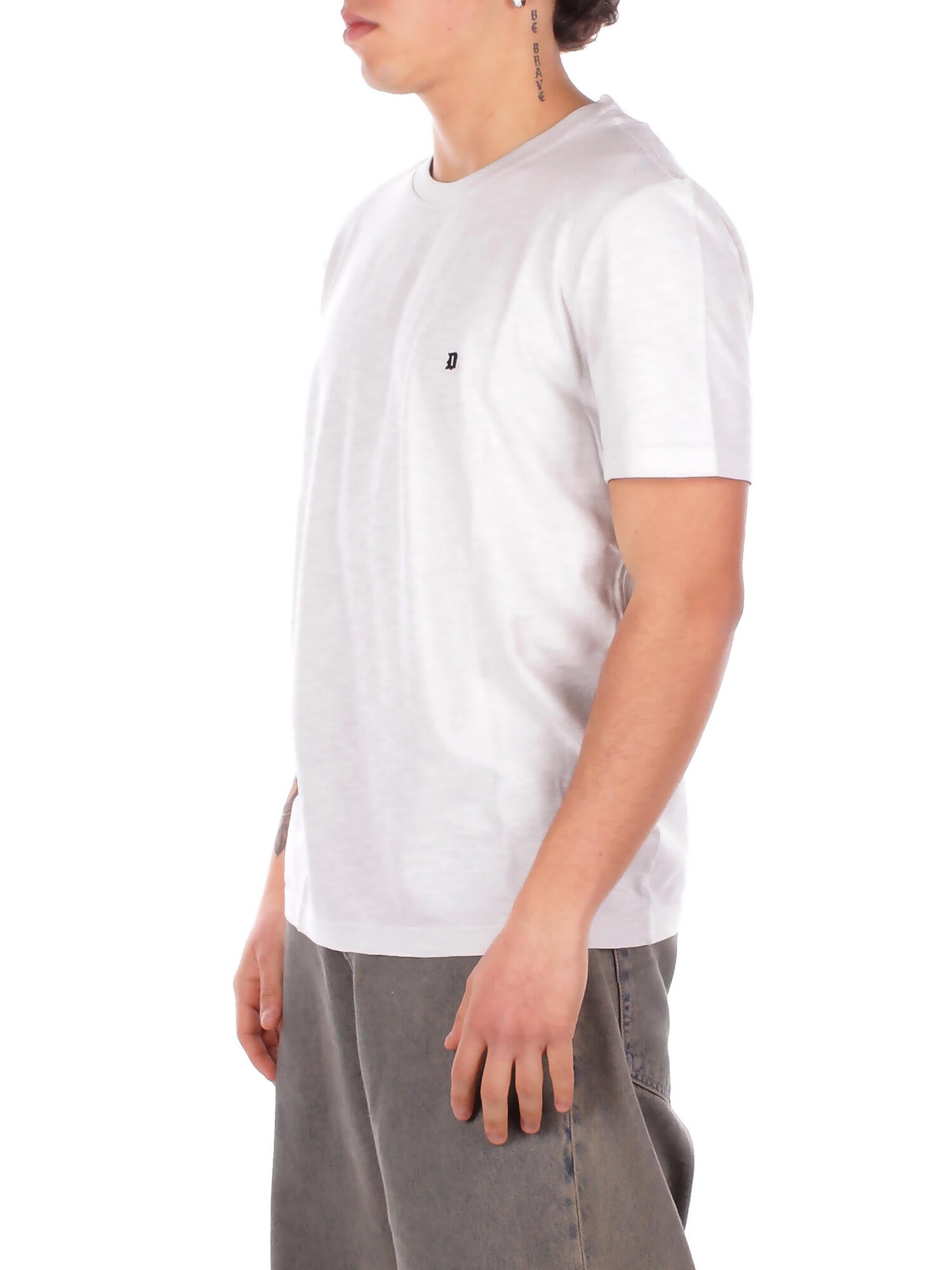 DONDUP Uomo T-shirt US371JF0195U 021 T-shirt regular in jersey fiam Cristallo