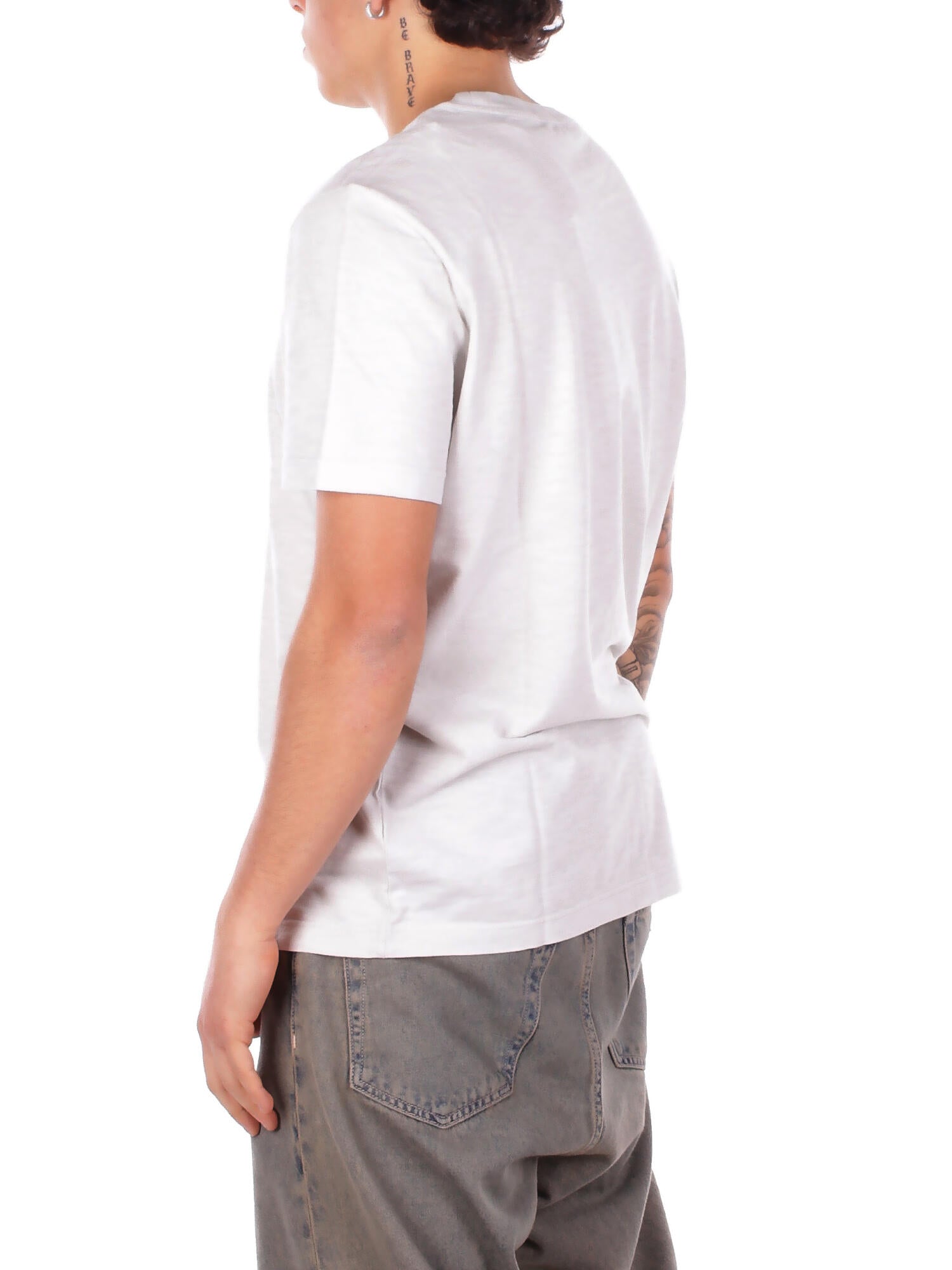 DONDUP Uomo T-shirt US371JF0195U 021 T-shirt regular in jersey fiam Cristallo
