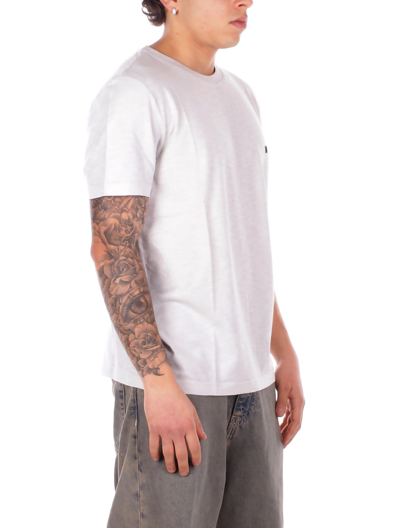 DONDUP Uomo T-shirt US371JF0195U 021 T-shirt regular in jersey fiam Cristallo