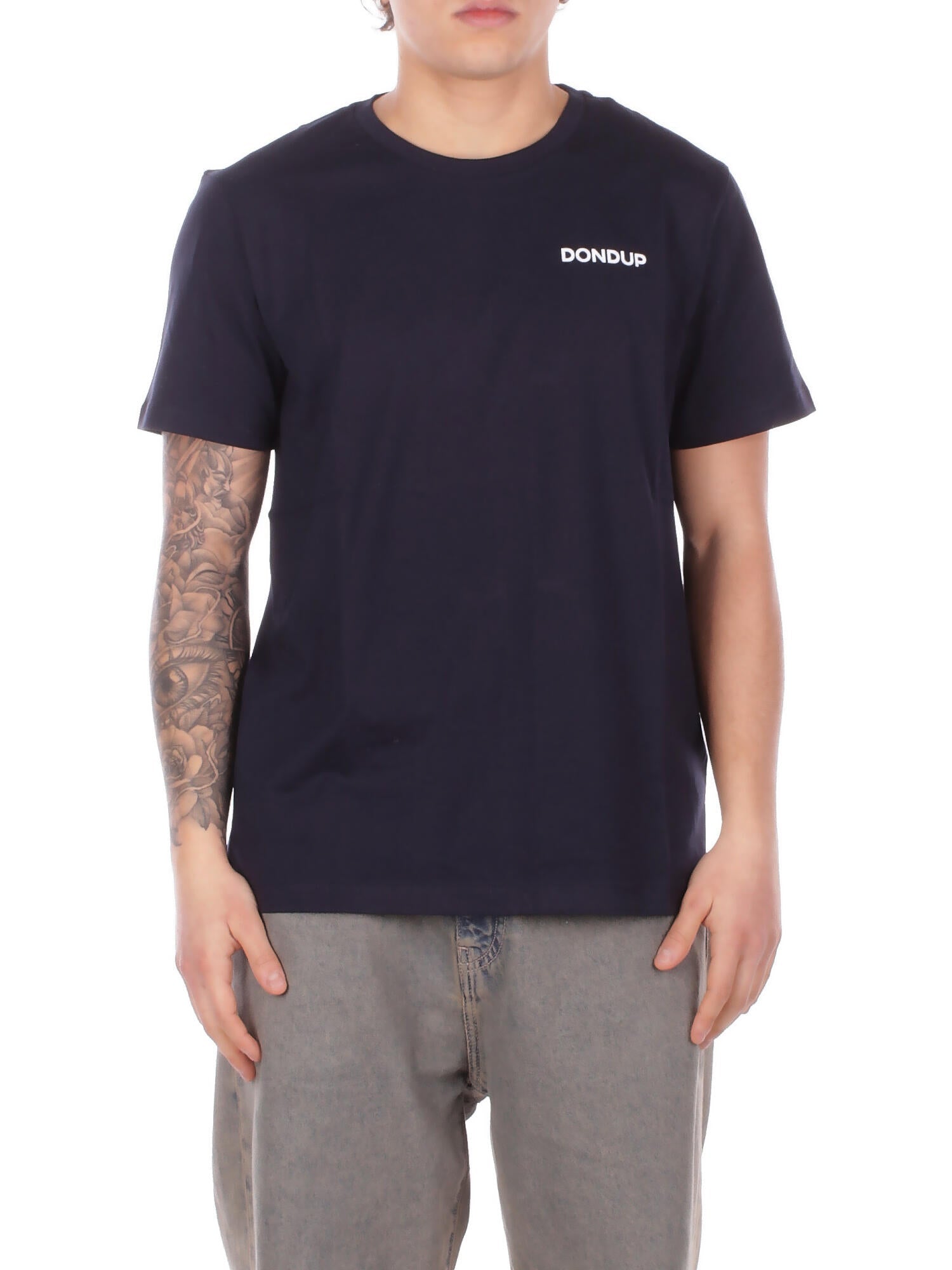 DONDUP Uomo T-shirt US198JF0309U 890 T-shirt regular in jersey coto Blu