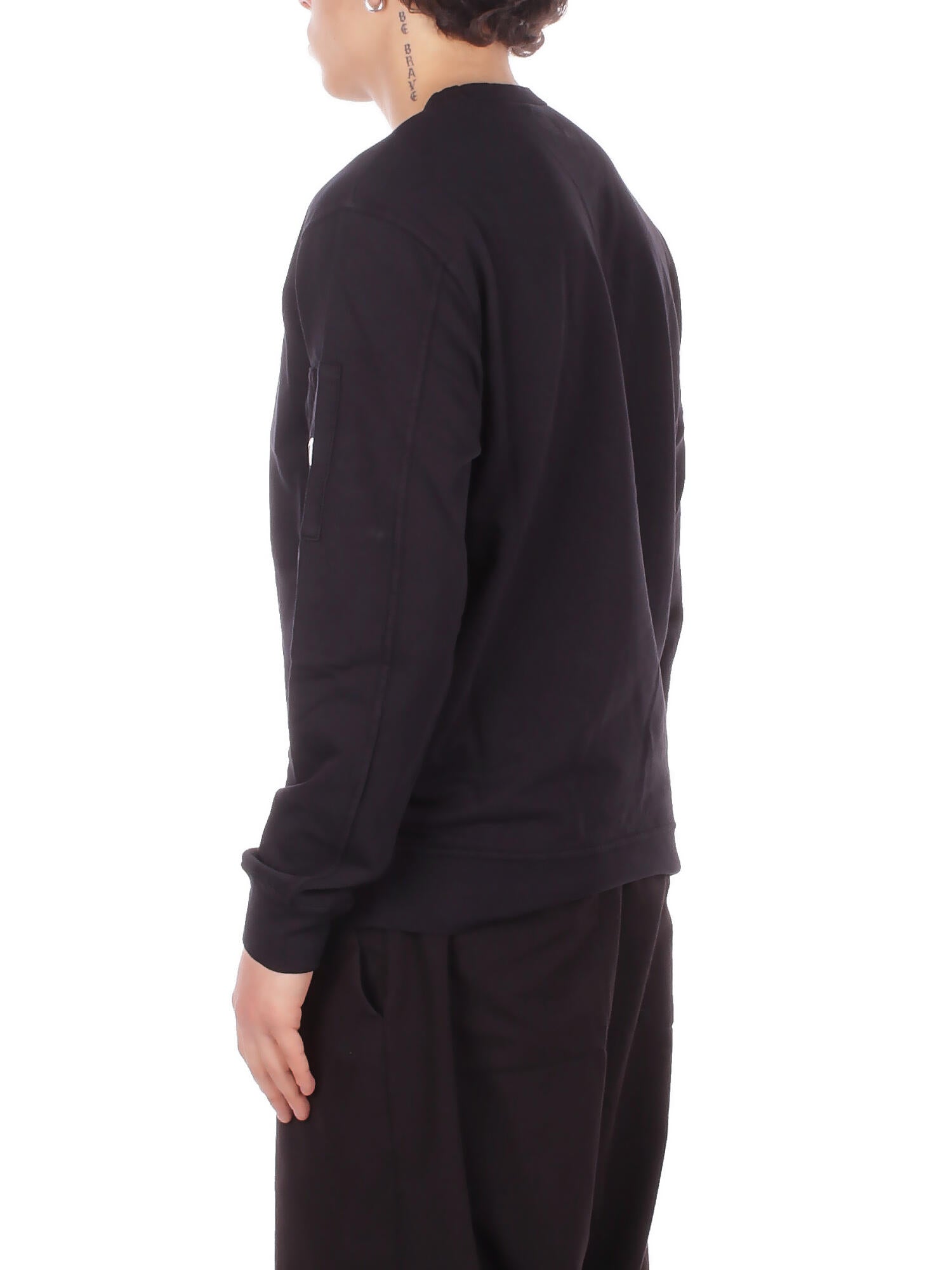 Felpa Uomo CP COMPANY RCCMSS711A002246G 999 Light fleece crewneck sweatshi Black