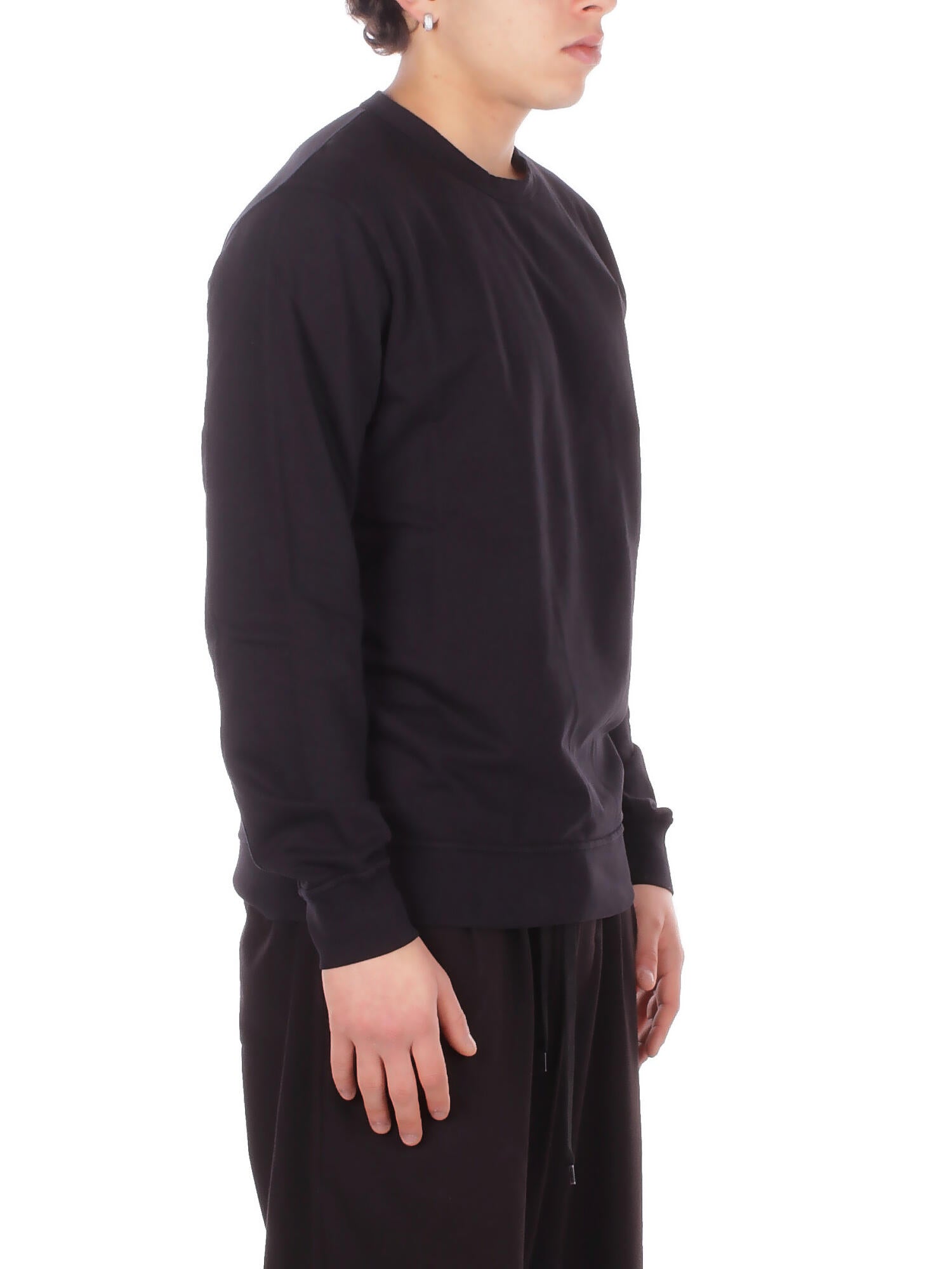 Felpa Uomo CP COMPANY RCCMSS711A002246G 999 Light fleece crewneck sweatshi Black