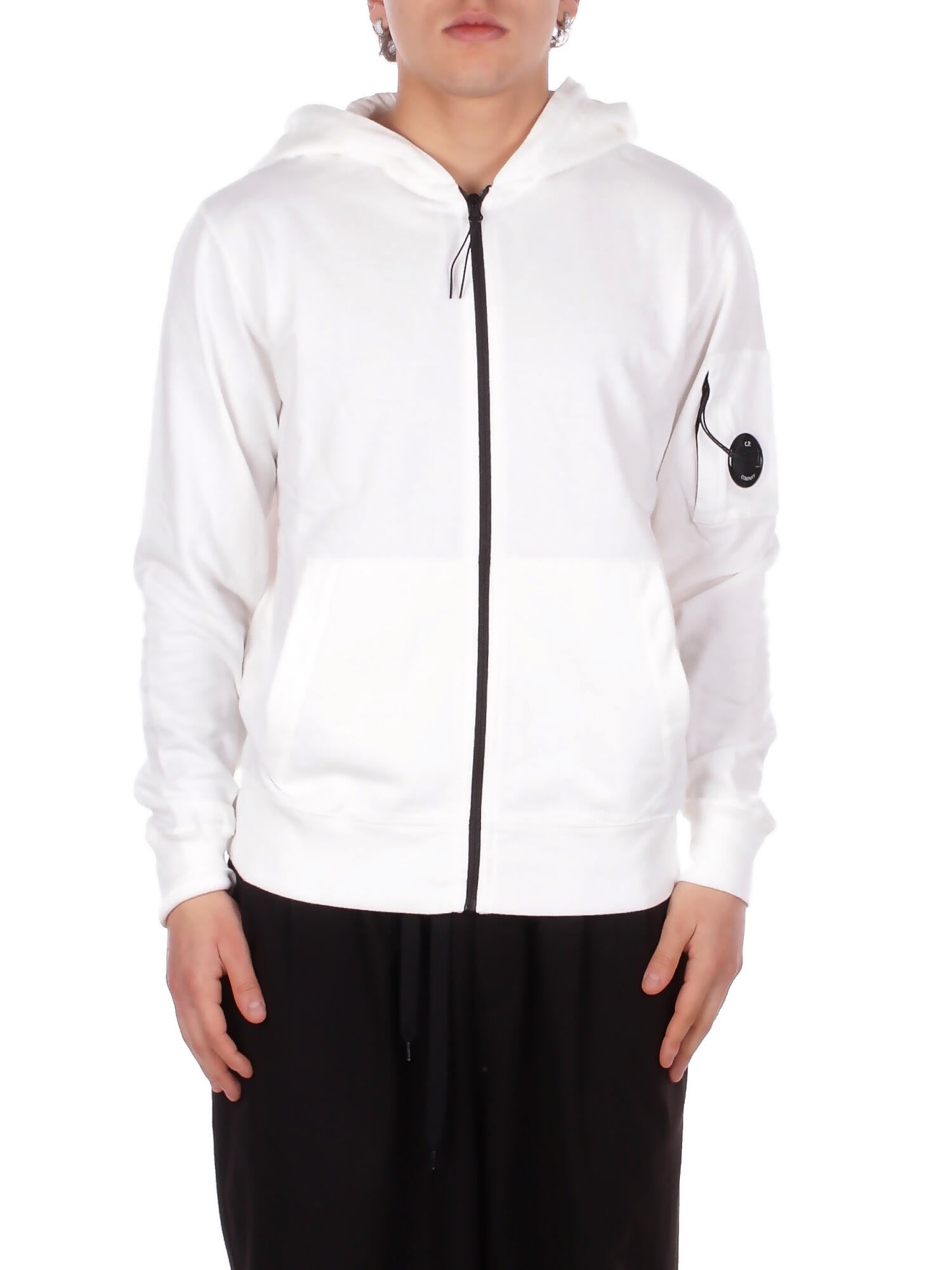 CP COMPANY Uomo Felpa 20CMSS081A002246G 103 Light fleece zip hooded lens s Gauze white