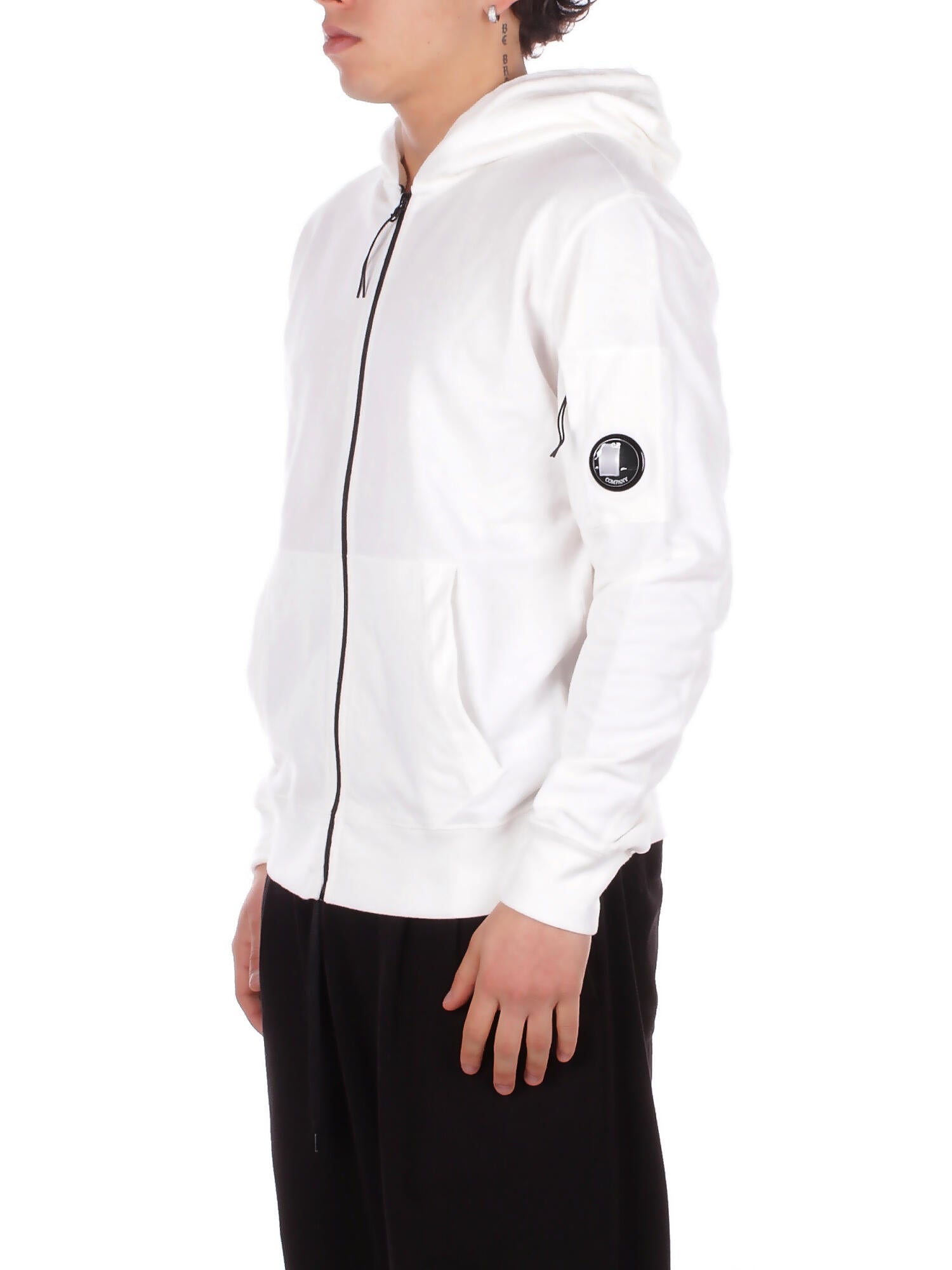 CP COMPANY Uomo Felpa 20CMSS081A002246G 103 Light fleece zip hooded lens s Gauze white