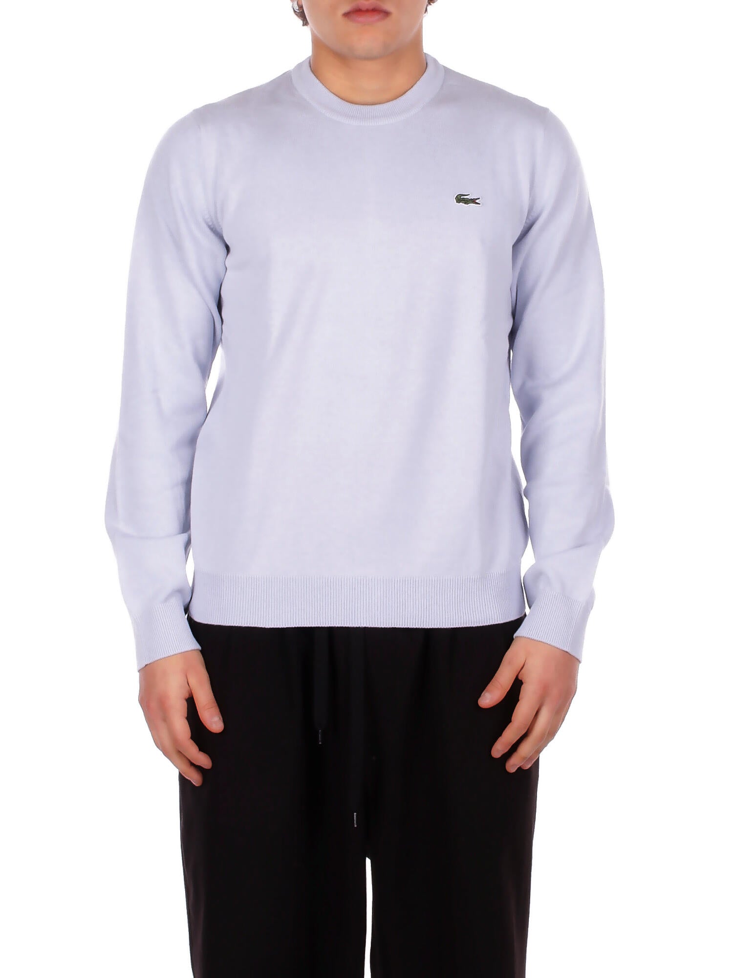 LACOSTE Uomo Maglia AH0128 J2G Pullover Celeste polvere