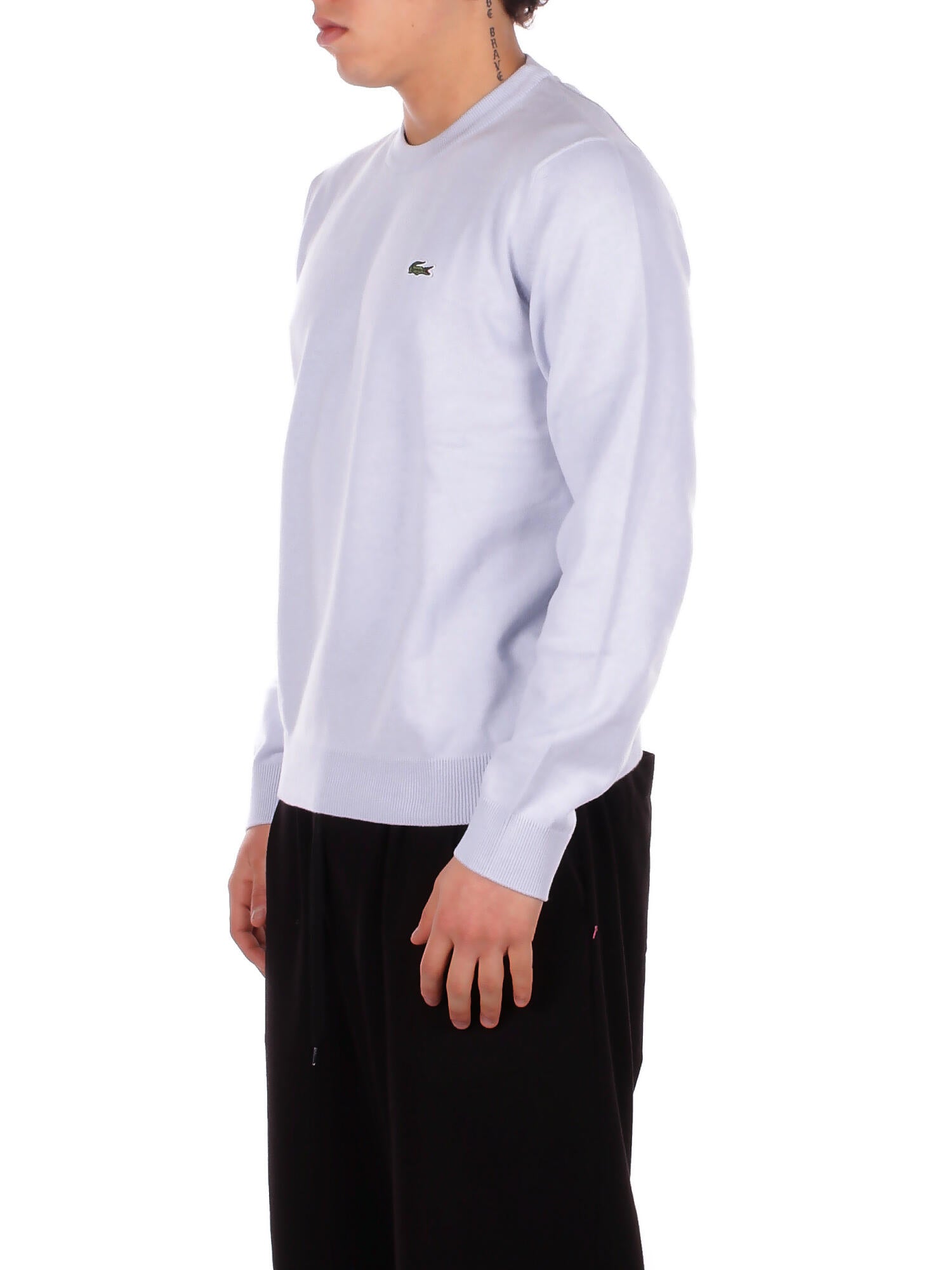 LACOSTE Uomo Maglia AH0128 J2G Pullover Celeste polvere