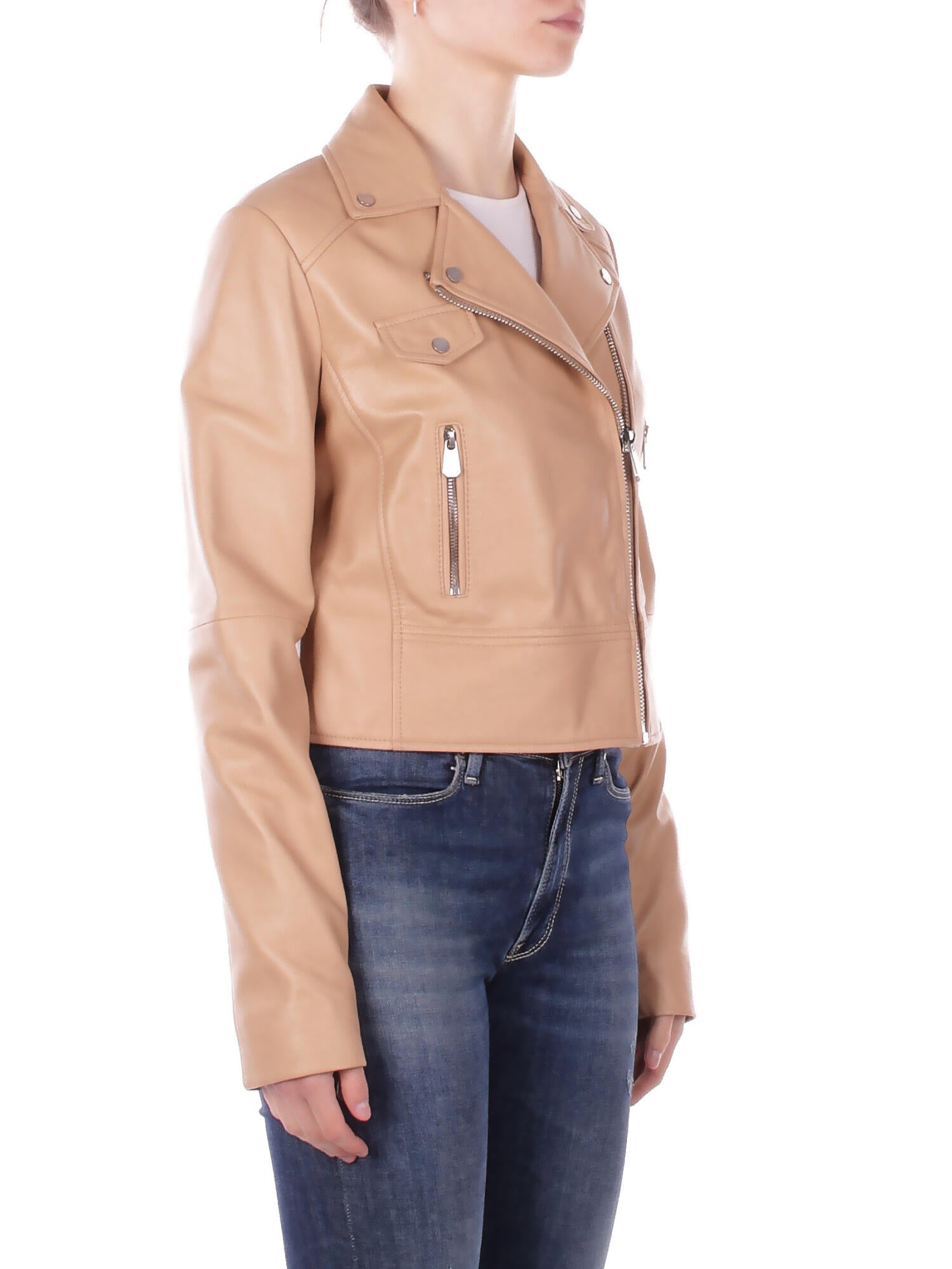 PINKO Donna Giubbotto 106247A32I D41 New sensibile chiodo nappa Beige