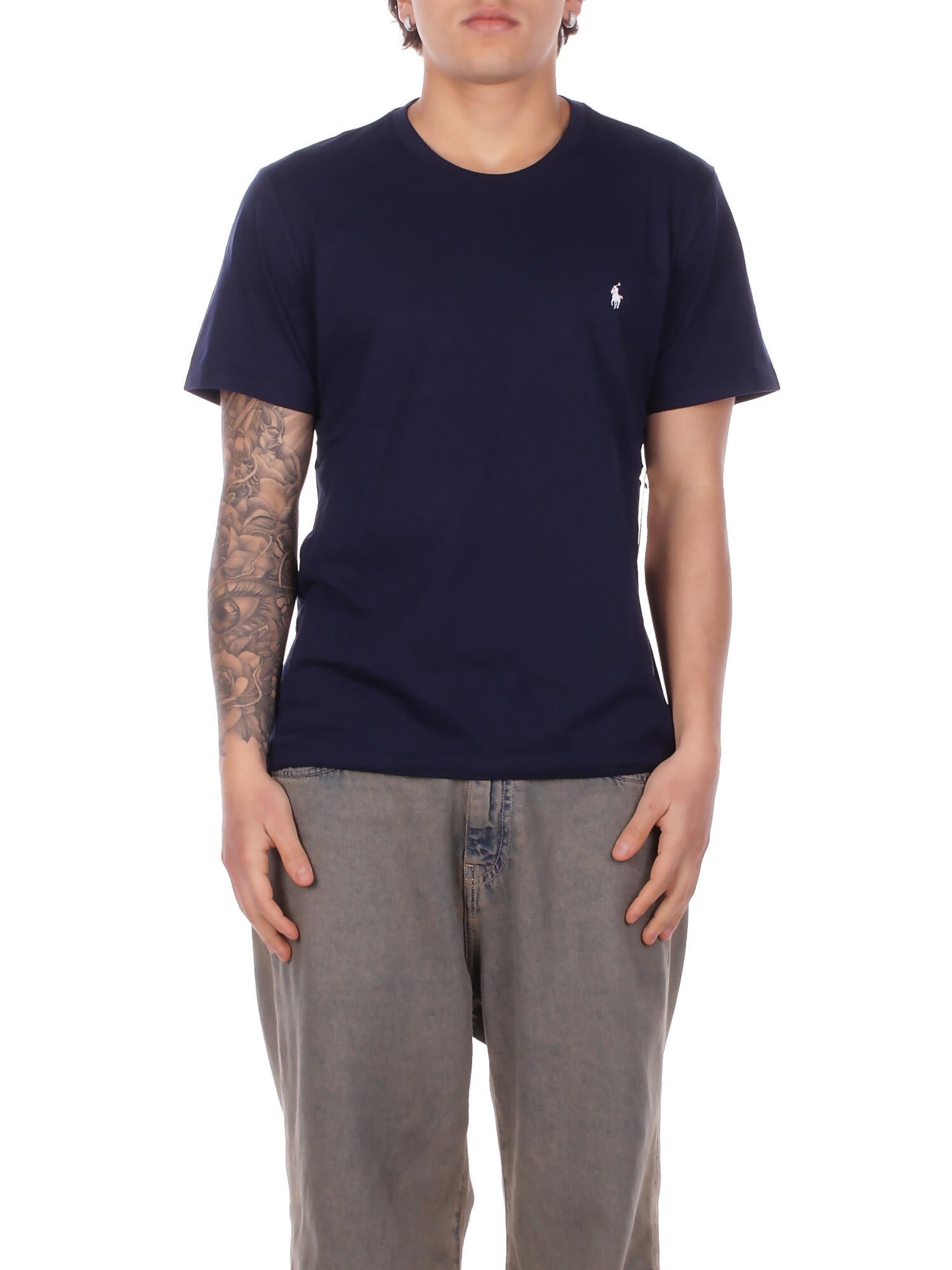 RALPH LAUREN Uomo T-shirt 714844756 007 S\s crew sleep top Navy white