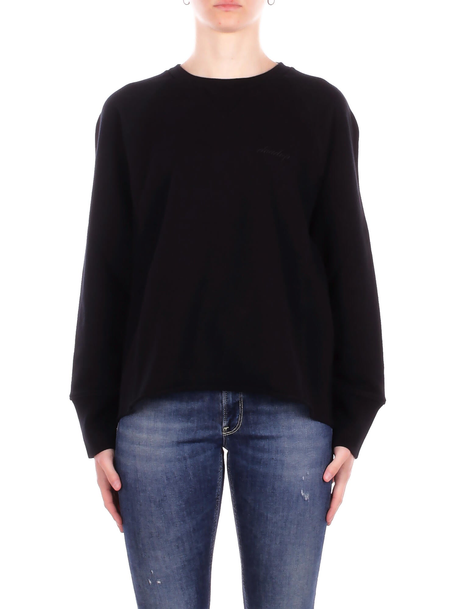DONDUP Donna Felpa F518KF0254D 999 Felpa regular in felpa Nero