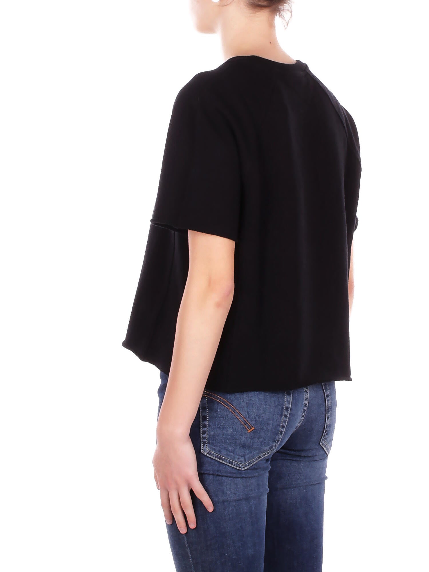 T-shirt Donna DONDUP F524KF0254D 999 T-shirt regular in felpa Nero