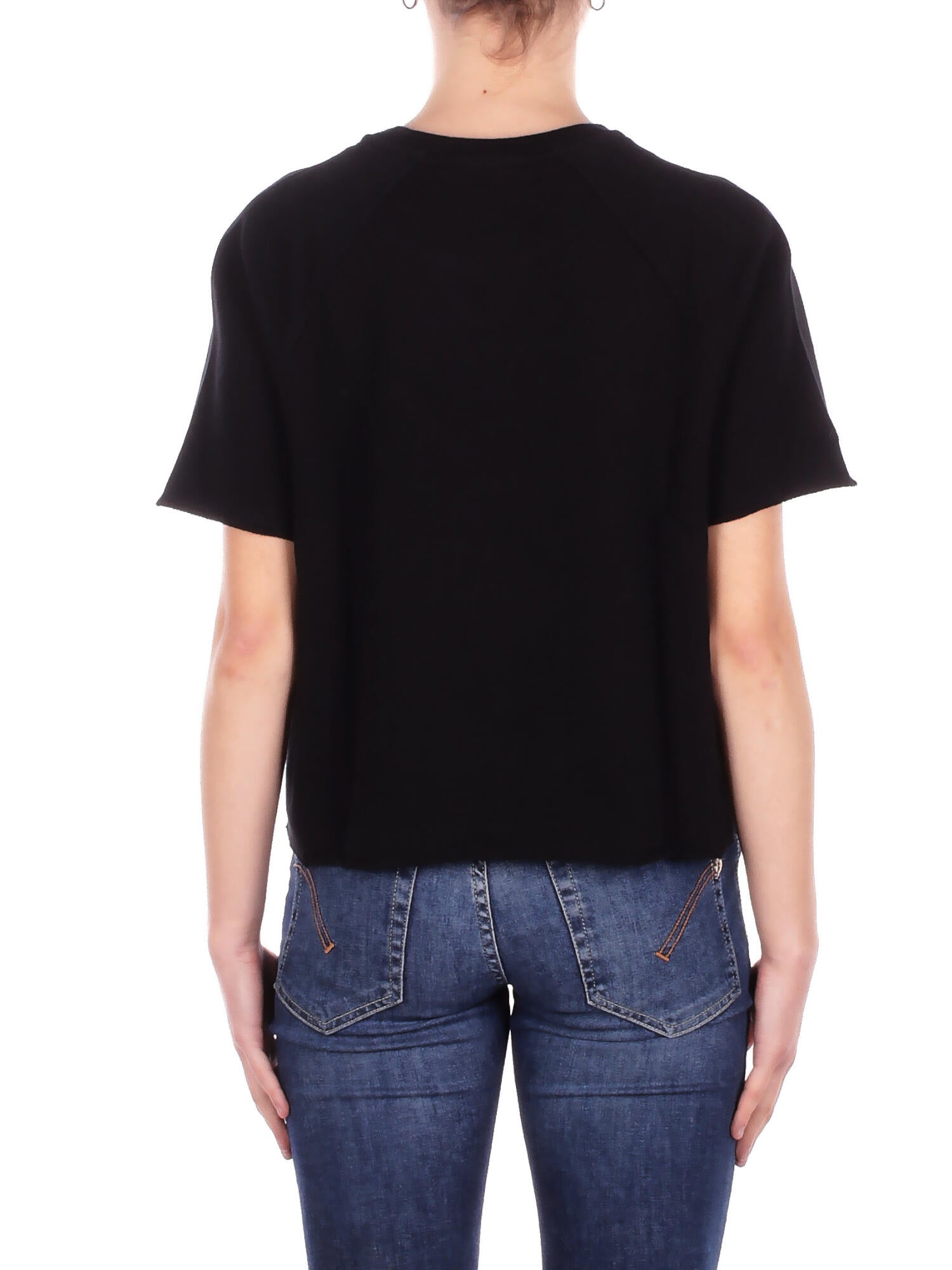 T-shirt Donna DONDUP F524KF0254D 999 T-shirt regular in felpa Nero