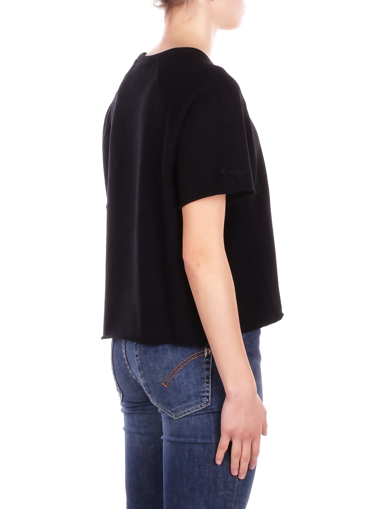 T-shirt Donna DONDUP F524KF0254D 999 T-shirt regular in felpa Nero