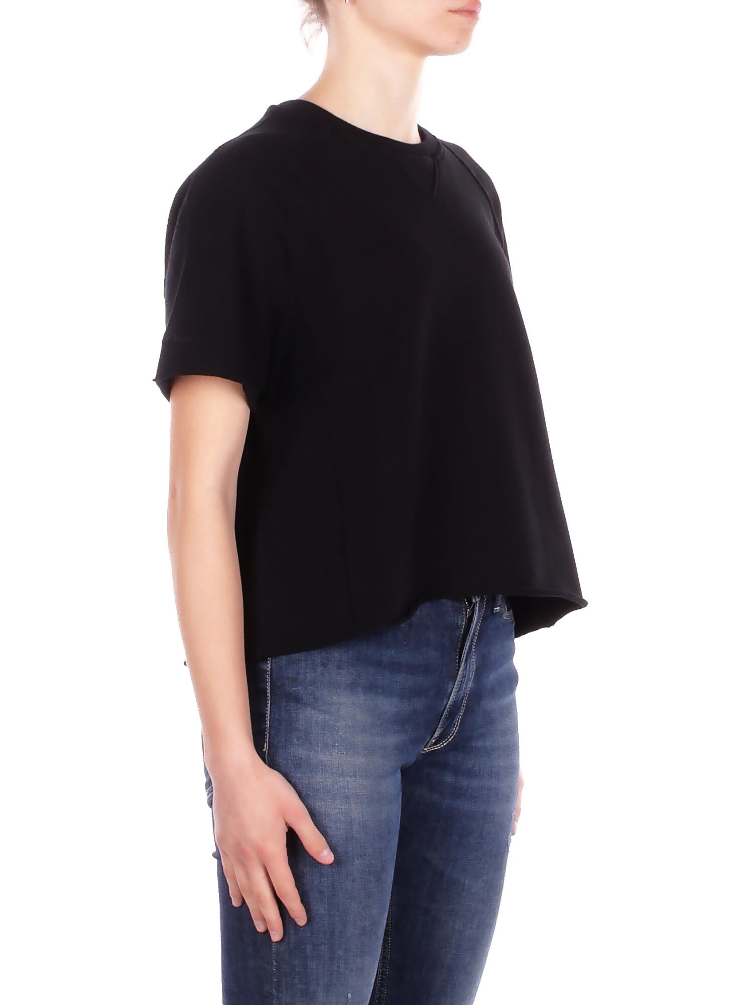 T-shirt Donna DONDUP F524KF0254D 999 T-shirt regular in felpa Nero