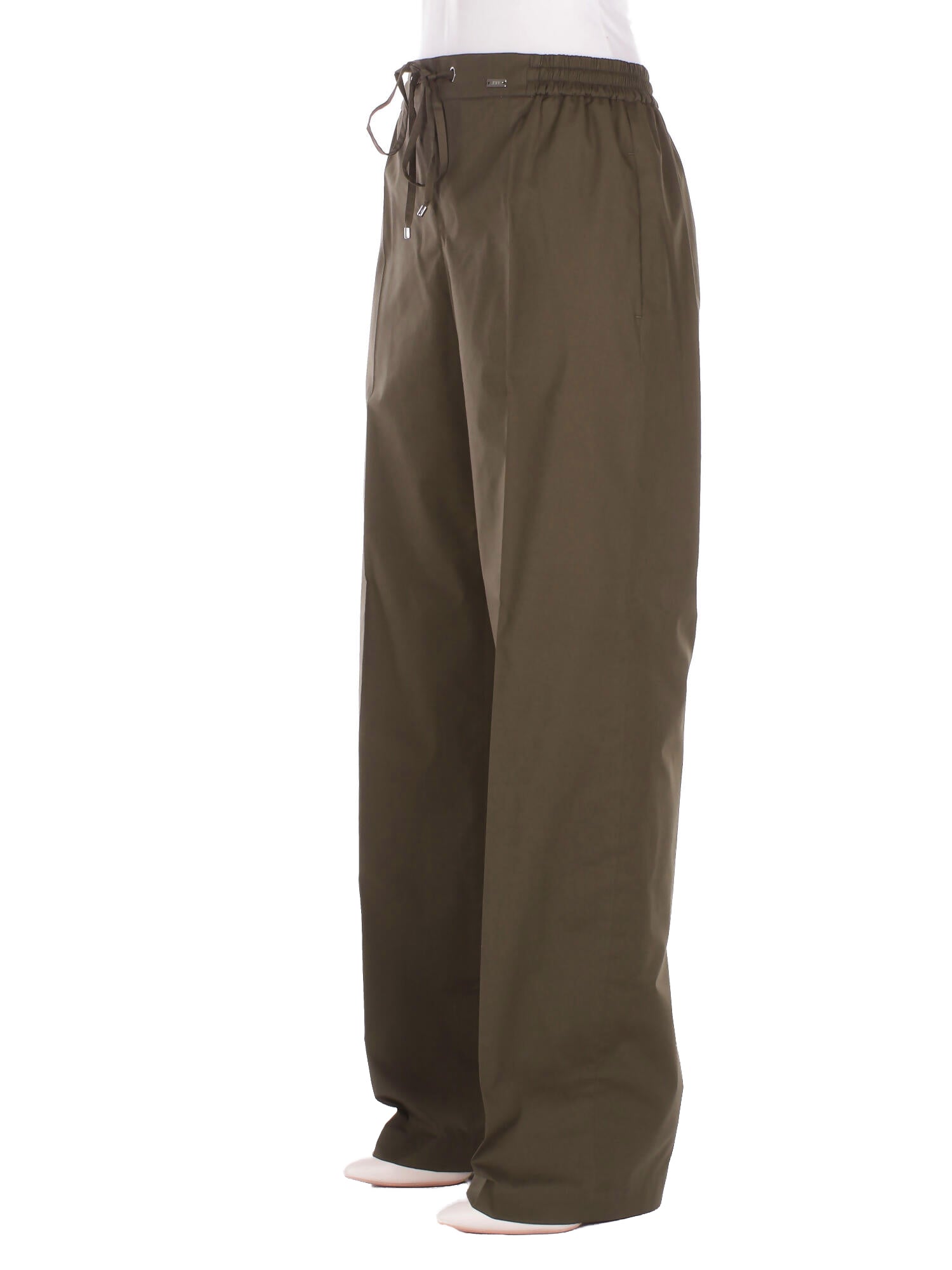FAY Donna Pantalone NTW8152487 SZDHV613 Easy pant con coulisse placche Verde