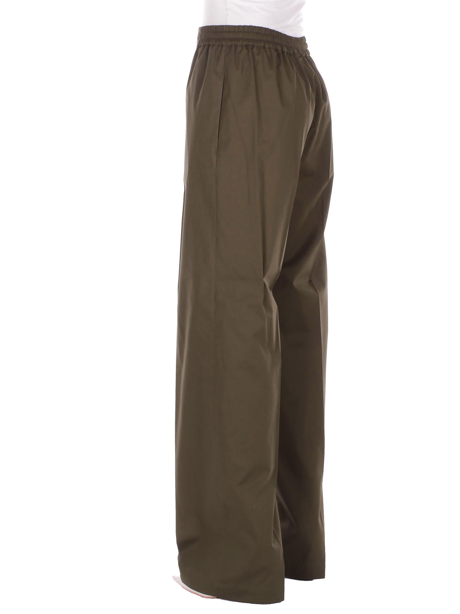 FAY Donna Pantalone NTW8152487 SZDHV613 Easy pant con coulisse placche Verde