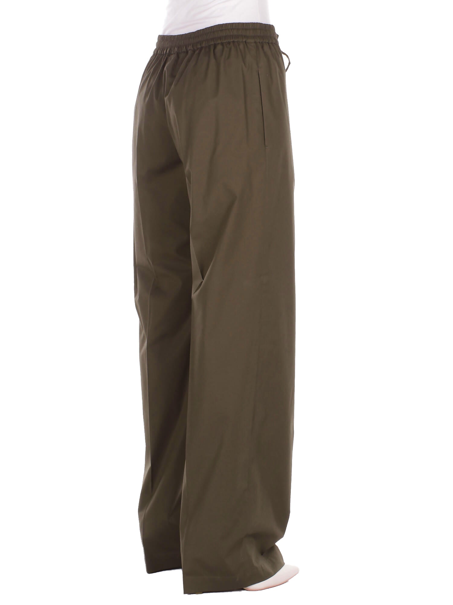 FAY Donna Pantalone NTW8152487 SZDHV613 Easy pant con coulisse placche Verde