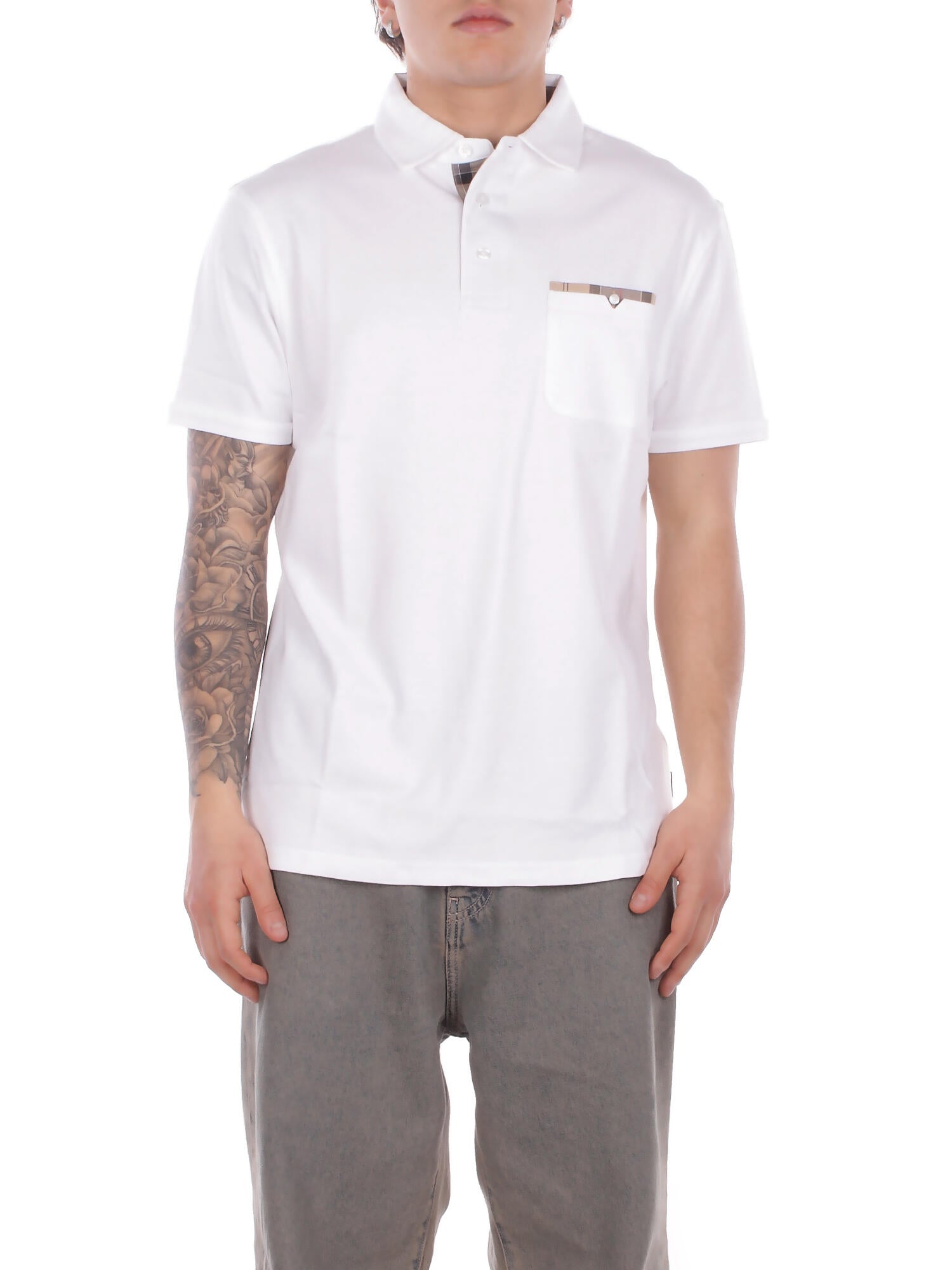 BARBOUR Uomo Polo MML1496 WH11 Premium corpatch tailored polo White
