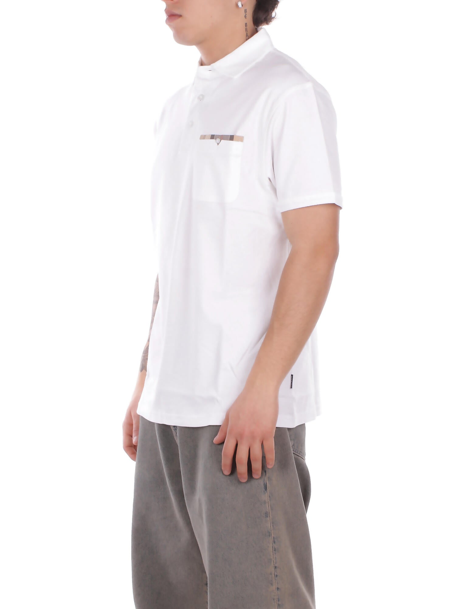 BARBOUR Uomo Polo MML1496 WH11 Premium corpatch tailored polo White
