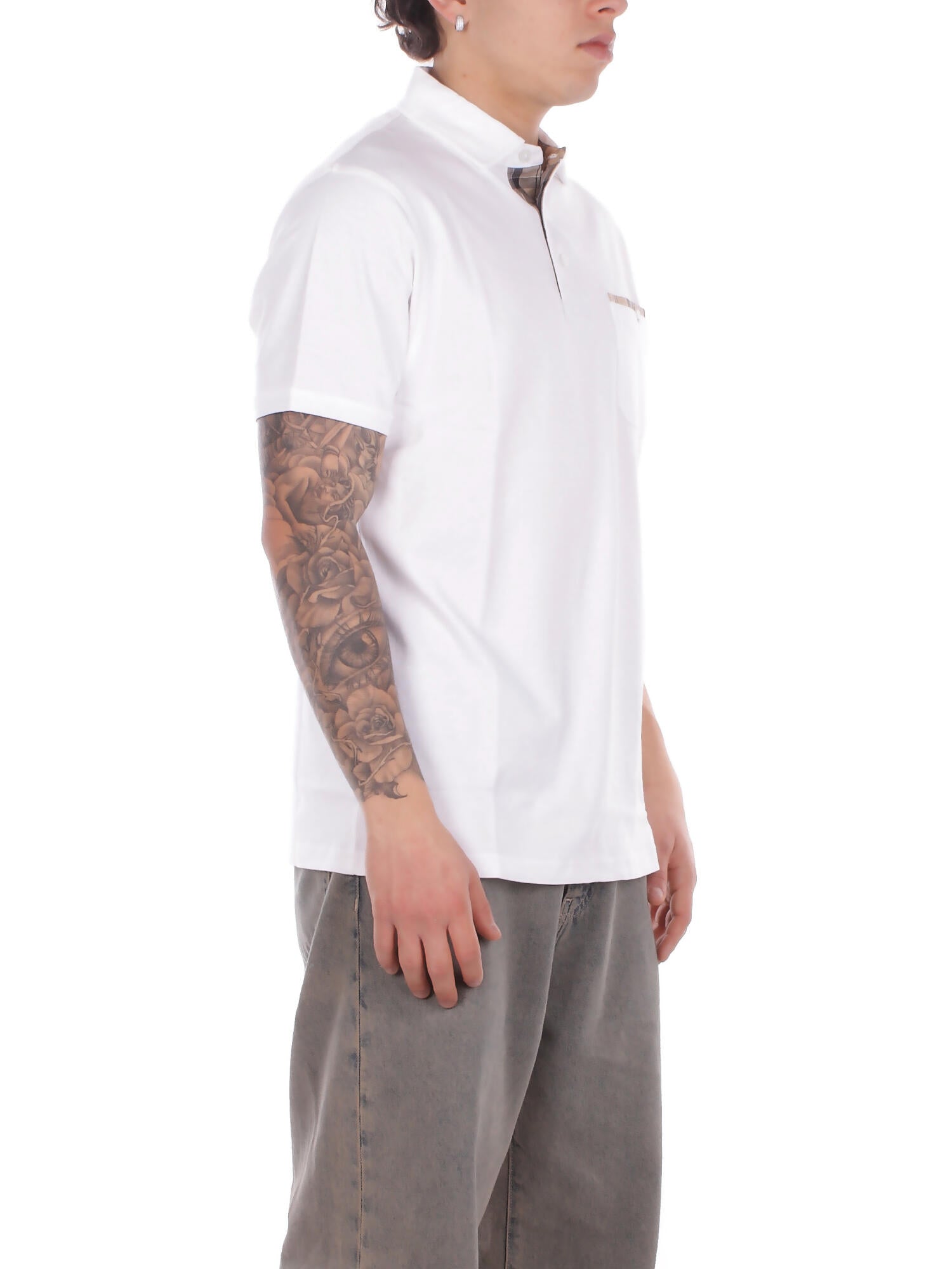 BARBOUR Uomo Polo MML1496 WH11 Premium corpatch tailored polo White