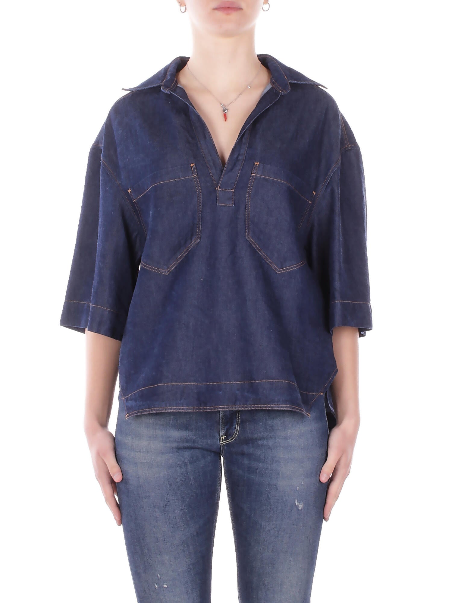 DONDUP Donna Camicia DC458DF0266D 800 Camicia regular in denim lyoce Blu denim