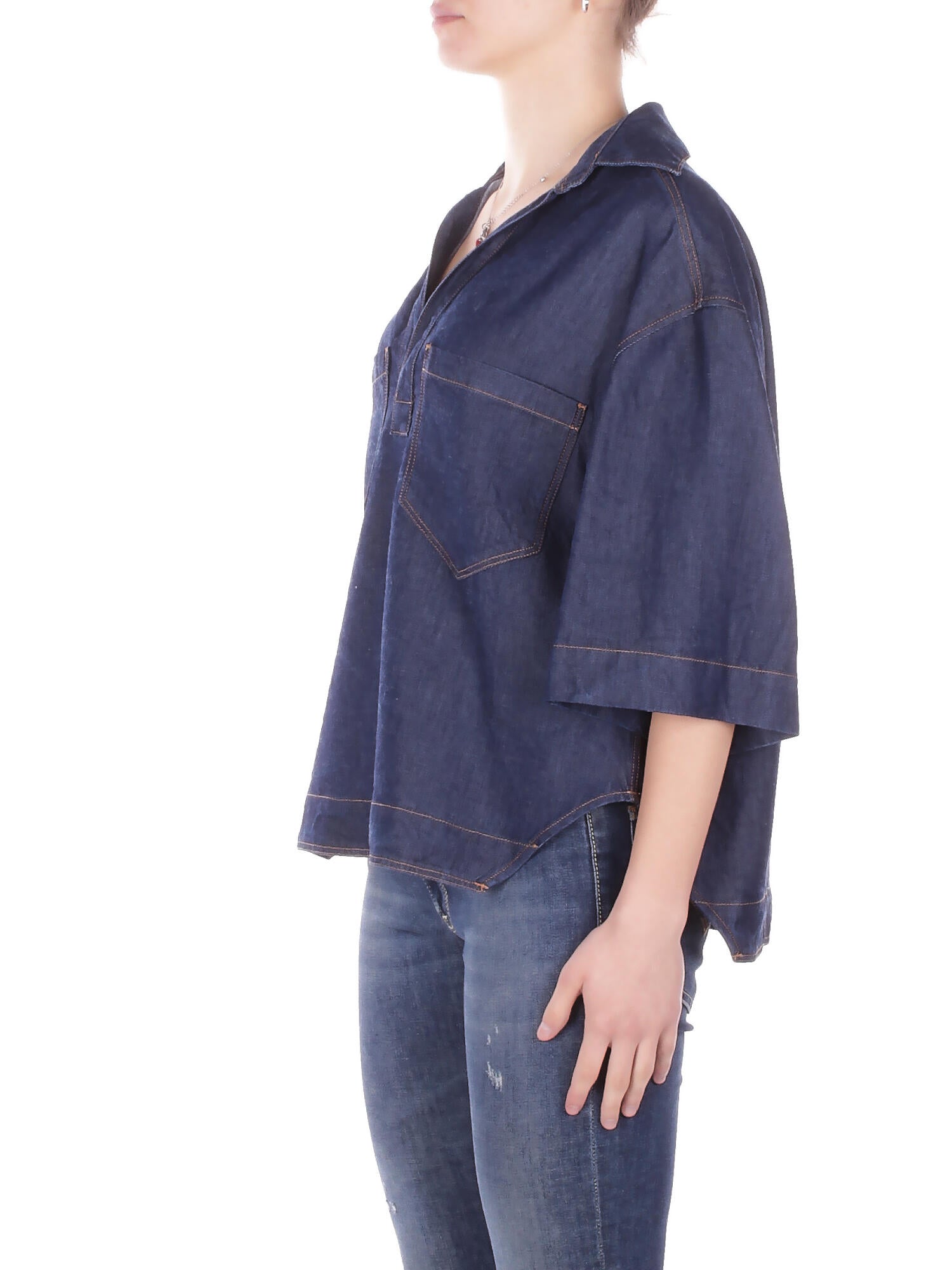 DONDUP Donna Camicia DC458DF0266D 800 Camicia regular in denim lyoce Blu denim