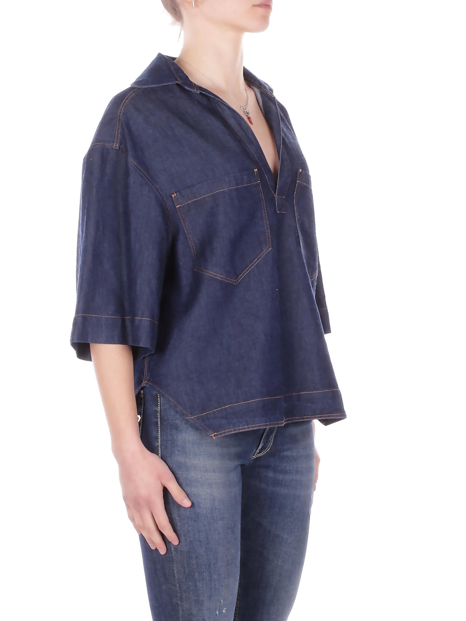 DONDUP Donna Camicia DC458DF0266D 800 Camicia regular in denim lyoce Blu denim