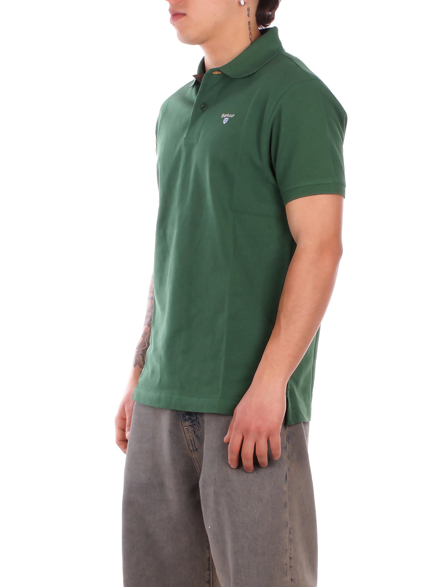 BARBOUR Uomo Polo MML0012 OL72 Tartan pique polo Racing green