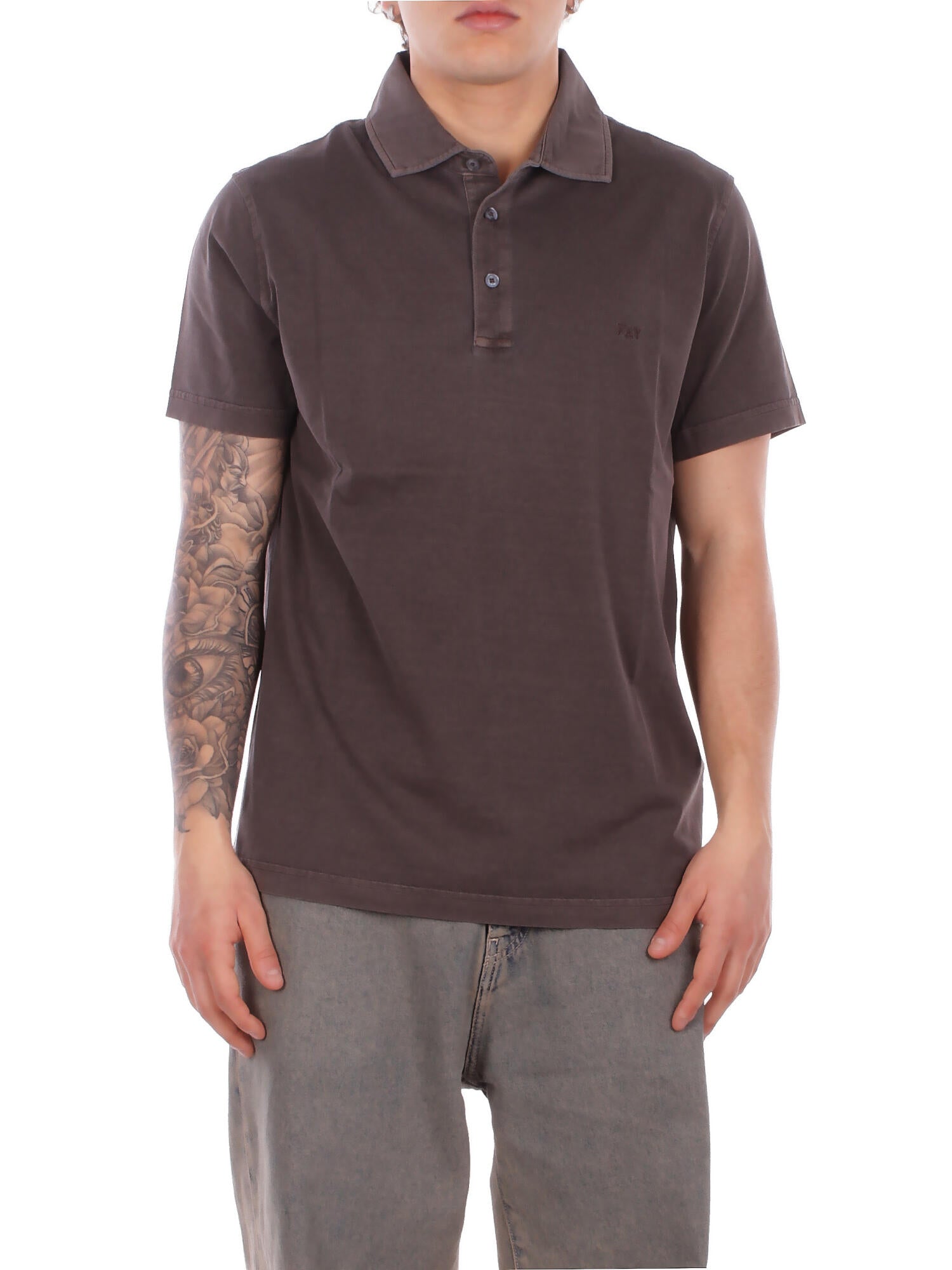 FAY Uomo Polo NPMB252143 TUY1S602 Polo fay jersey fros embroider Marrone scuro