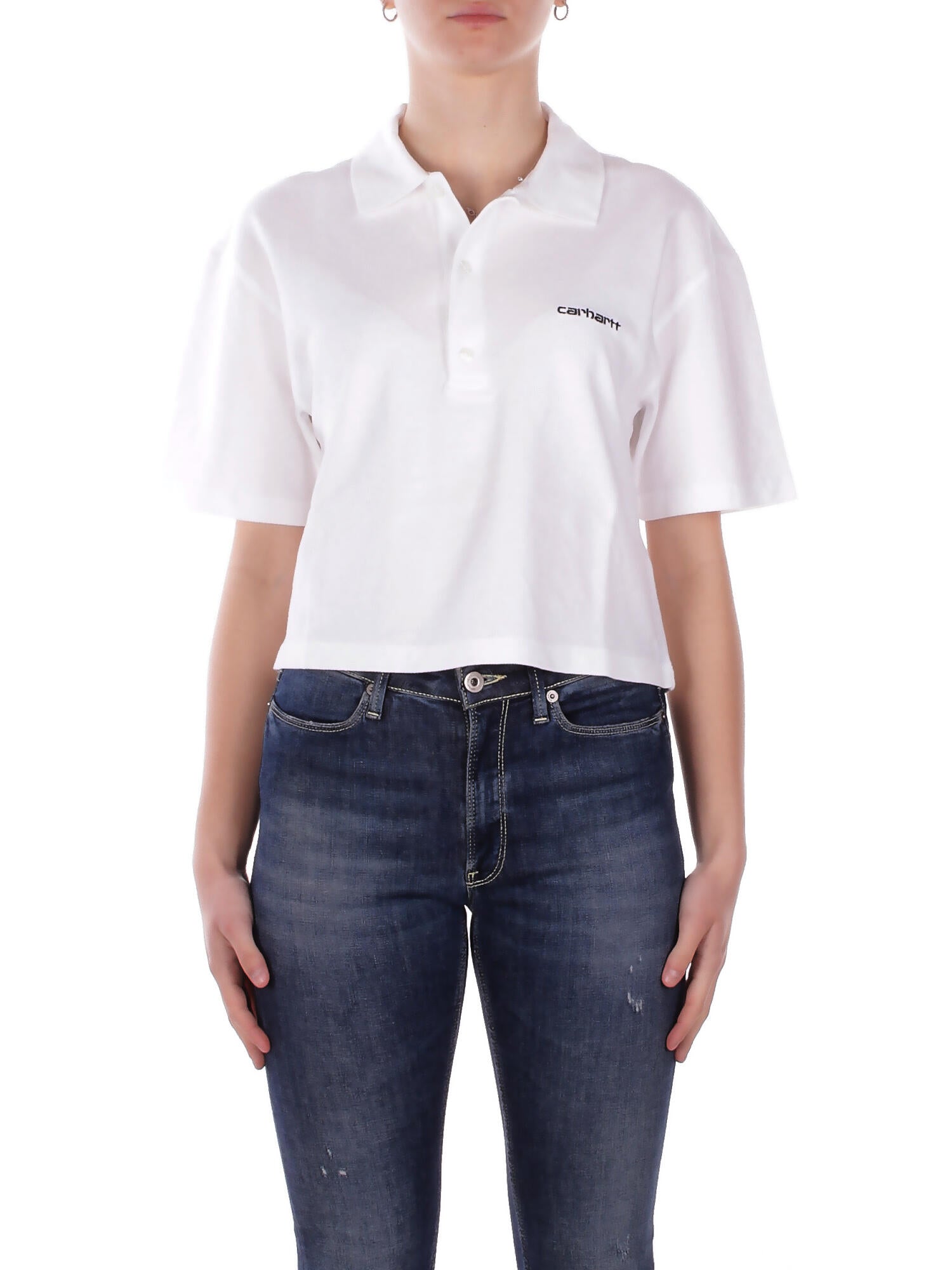 CARHARTT WIP Donna Polo I034553 00AXX W' s\s carh script polo t-shi White black