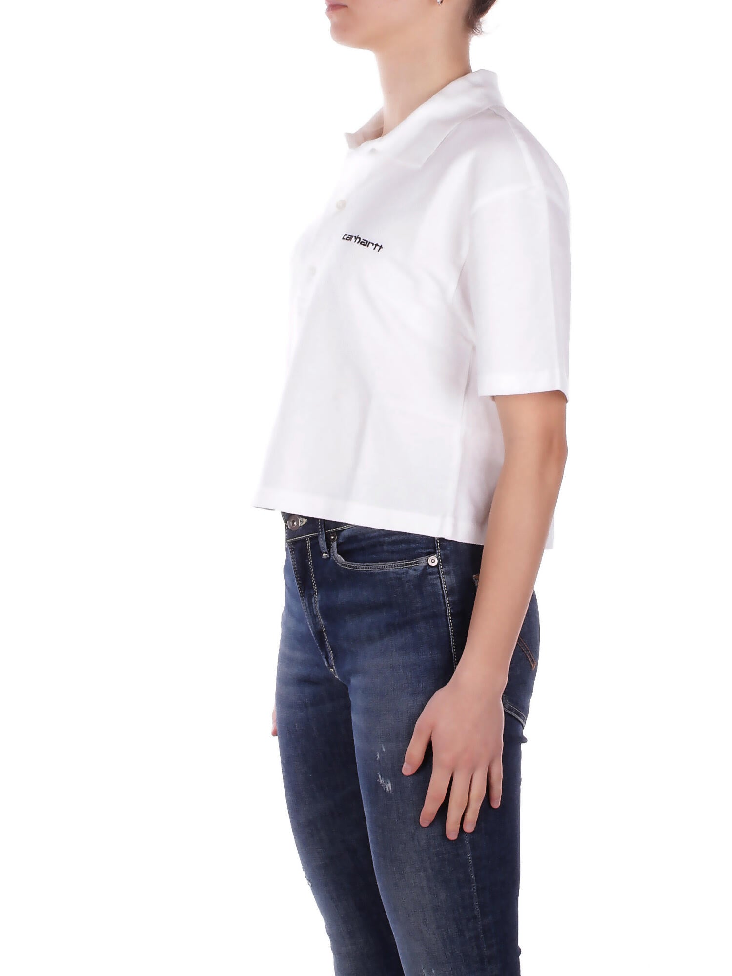 CARHARTT WIP Donna Polo I034553 00AXX W' s\s carh script polo t-shi White black