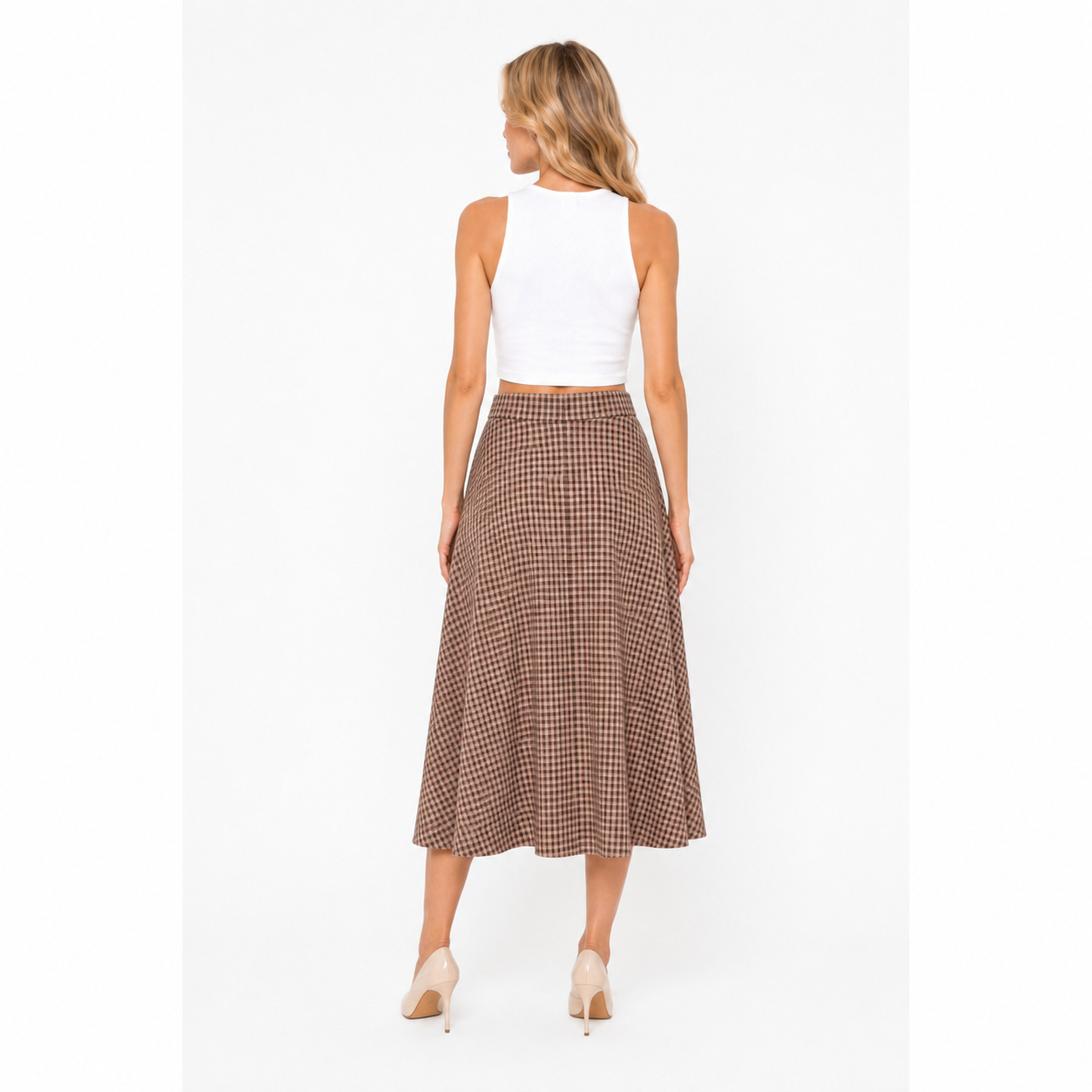 Gonna DONDUP Donna G640 QF0207D 002 737 a Quadri Colore Cioccolato
