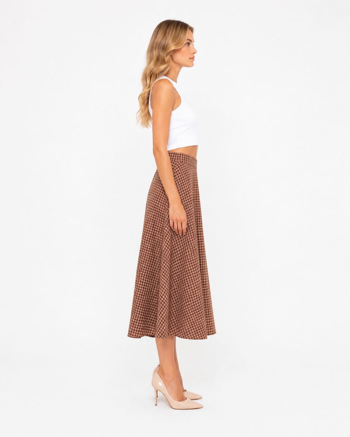 Gonna DONDUP Donna G640 QF0207D 002 737 a Quadri Colore Cioccolato