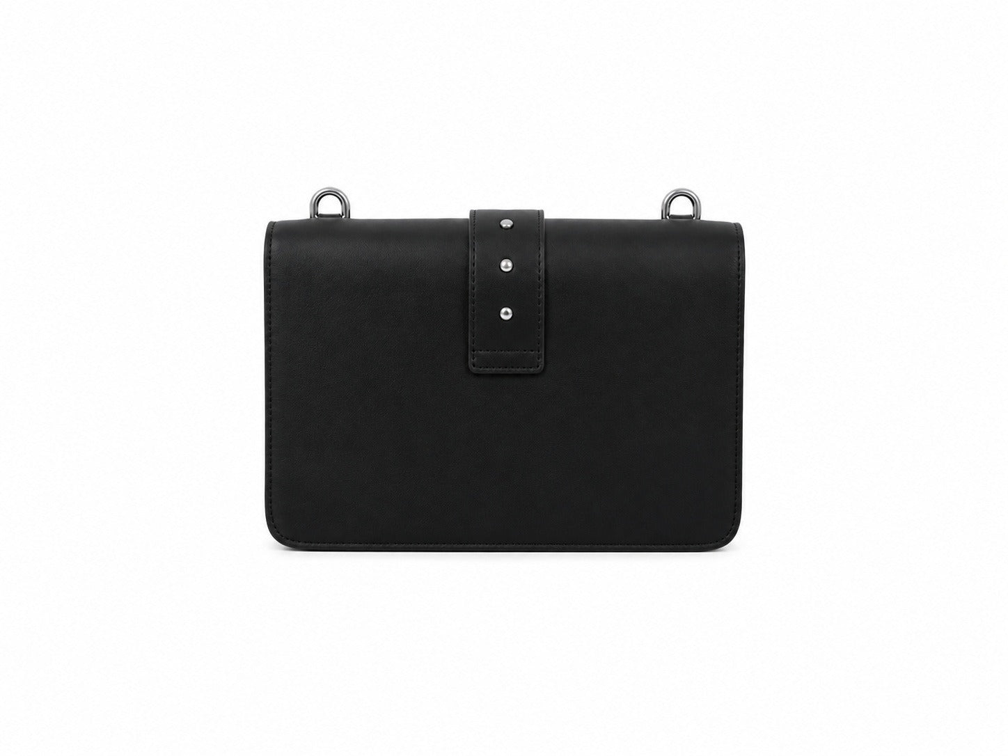 Borsa Donna PINKO Love One Classic in Pelle di Vitello Nero con Dettagli Argento