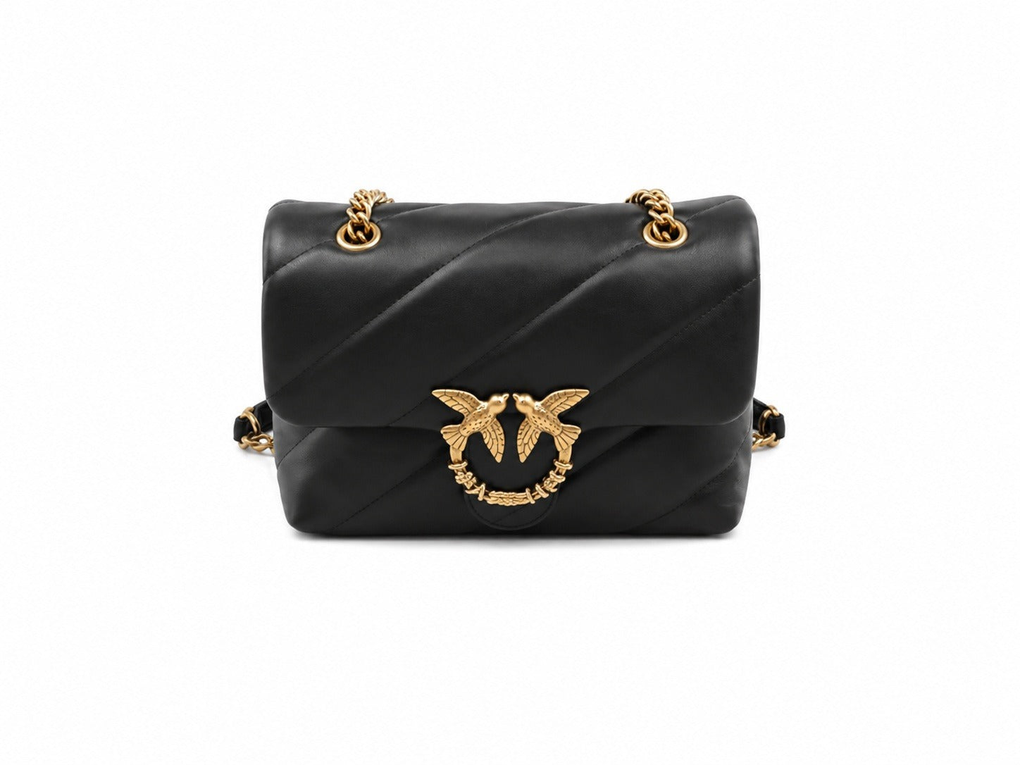 PINKO Donna Borsa Puff Mini New Buckle Sheep - Nero e Oro