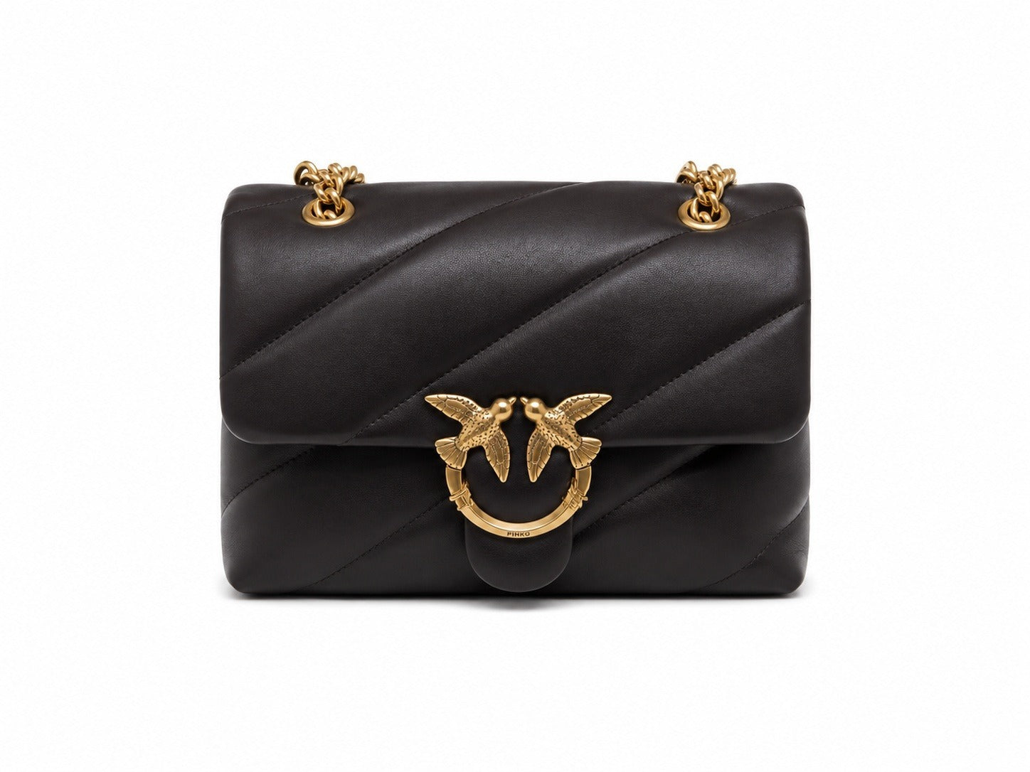 PINKO Borsa da Donna - Modello Puff Mini New Buckle in Pelle di Pecora Marrone
