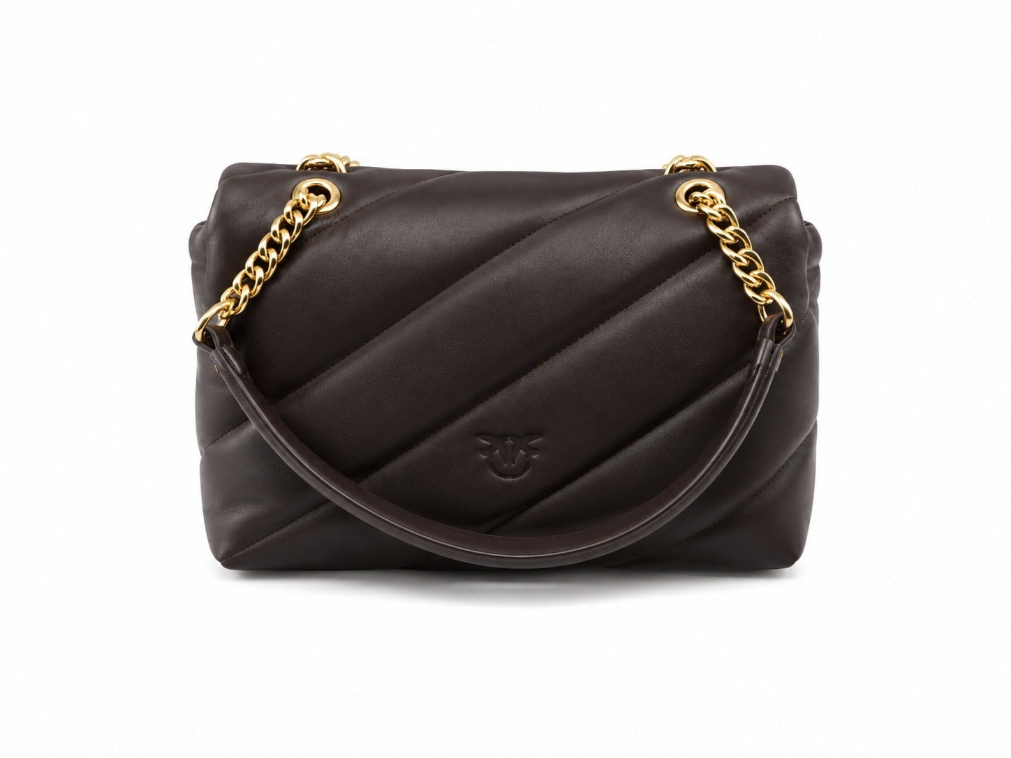 PINKO Borsa da Donna - Modello Puff Mini New Buckle in Pelle di Pecora Marrone
