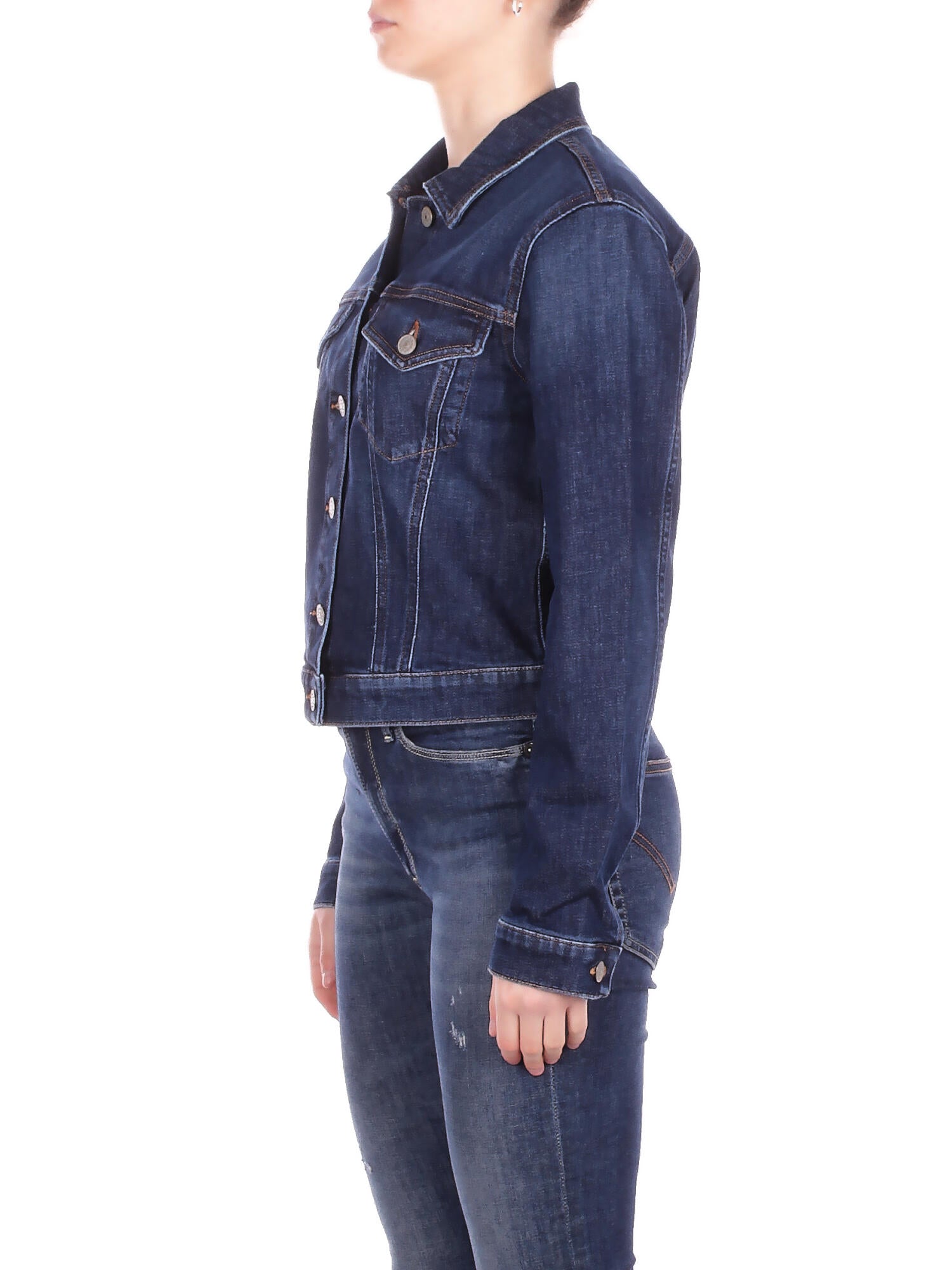 DONDUP Donna Giubbotto DJ777DSE340D 800 Giubbino slim in dnm esclusivo Denim blu