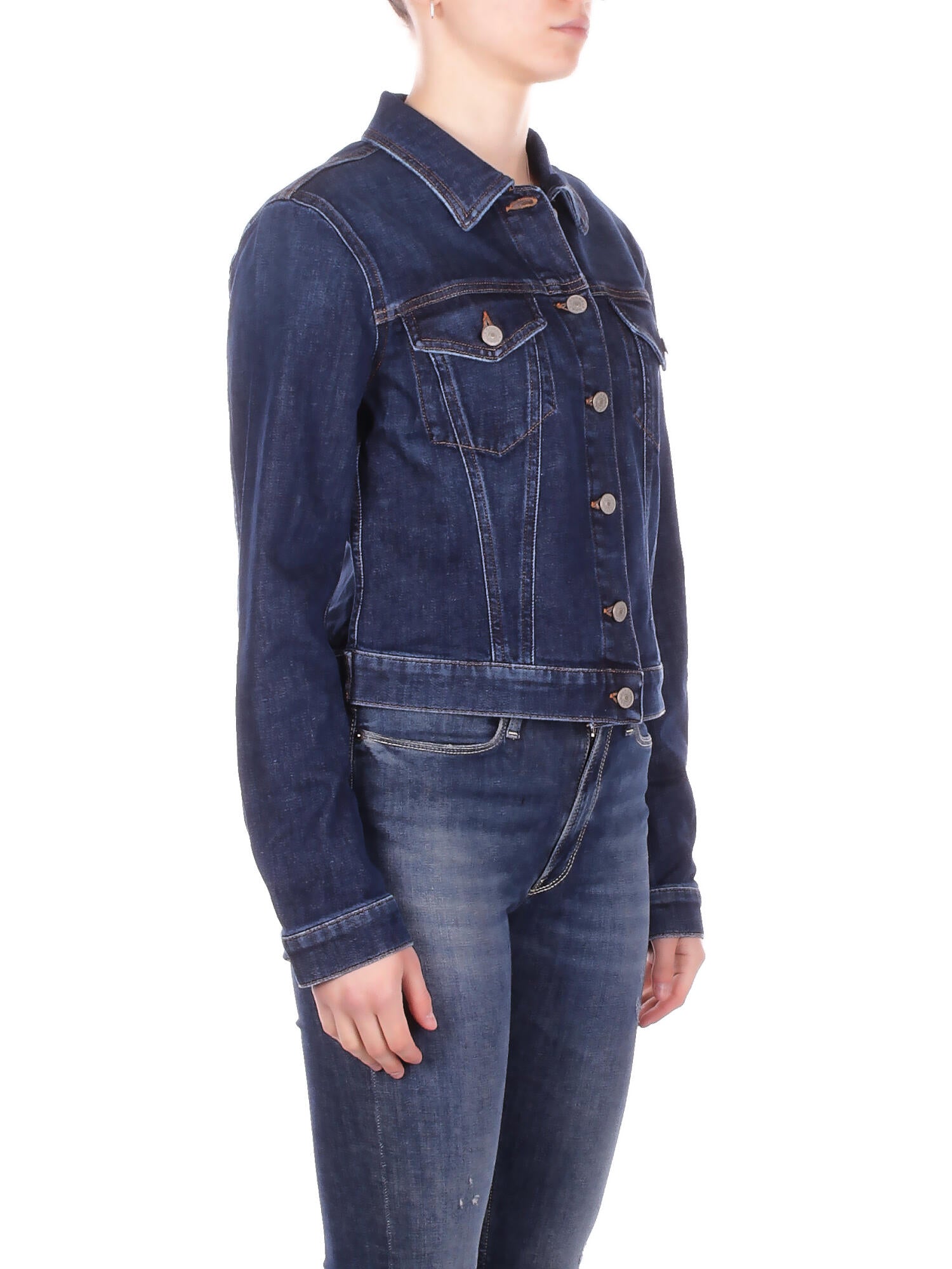 DONDUP Donna Giubbotto DJ777DSE340D 800 Giubbino slim in dnm esclusivo Denim blu