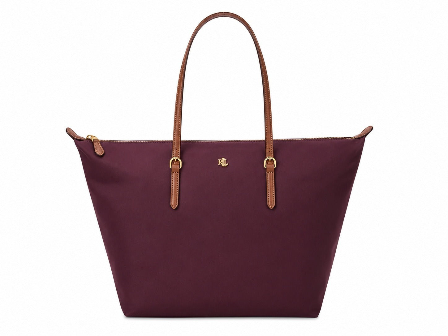 RALPH LAUREN Donna Borsa Keaton 31 Tote Large in Elegante Colore Granata