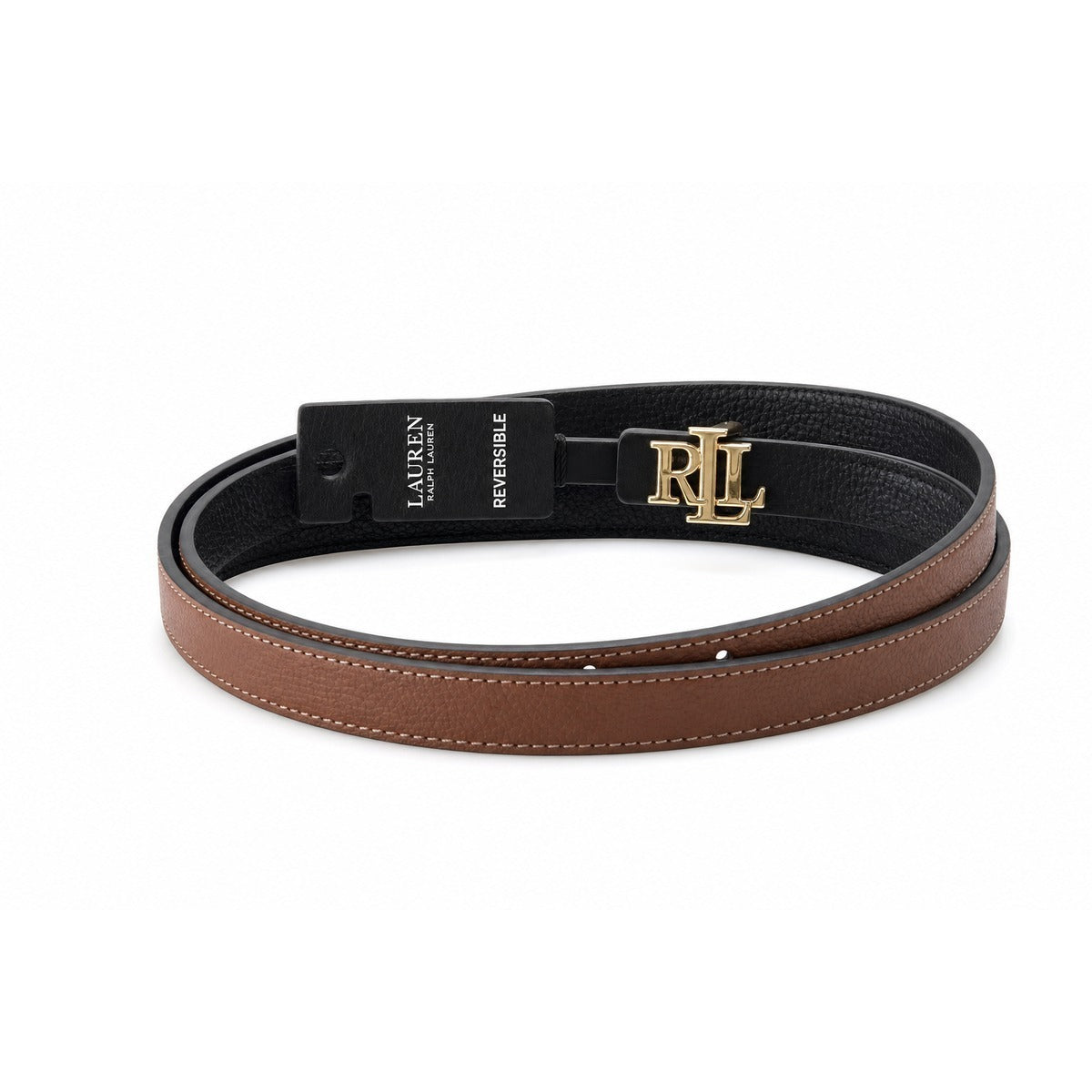 RALPH LAUREN Donna Cintura Reversibile in Ecopelle 412912038 001 Rev LRL 20 Belt Skinny Black