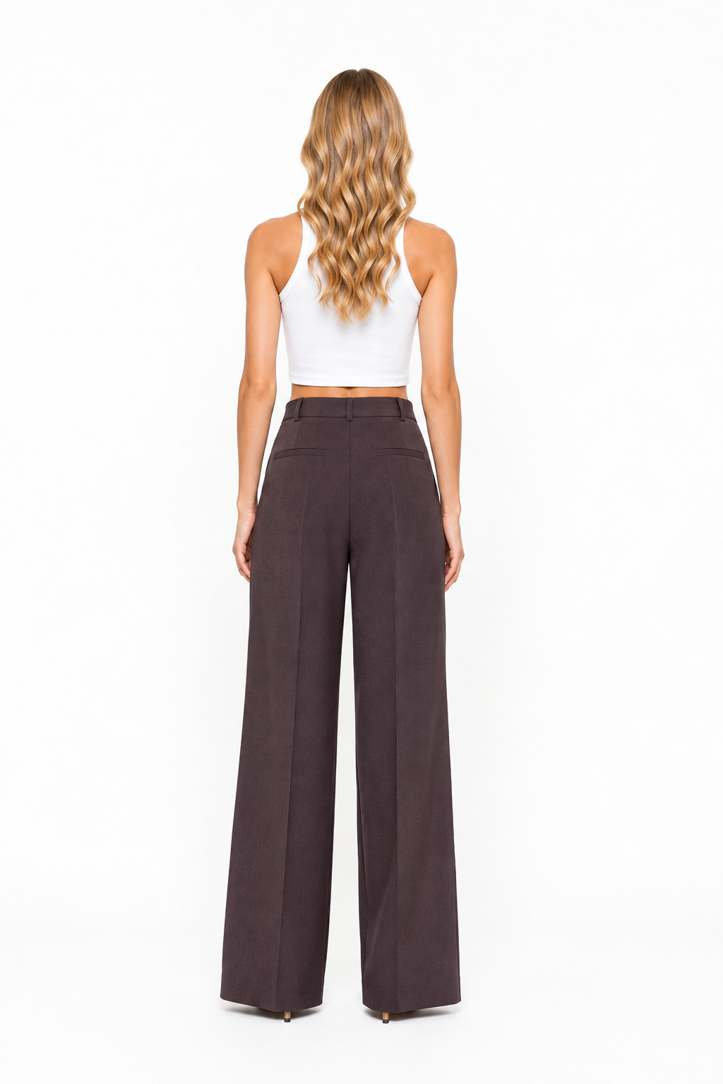 Pantalone Donna SOLOTRE M1AC0060 ACU 39S Pantaloni Over Bordeaux Borgogna con pince e cinturino