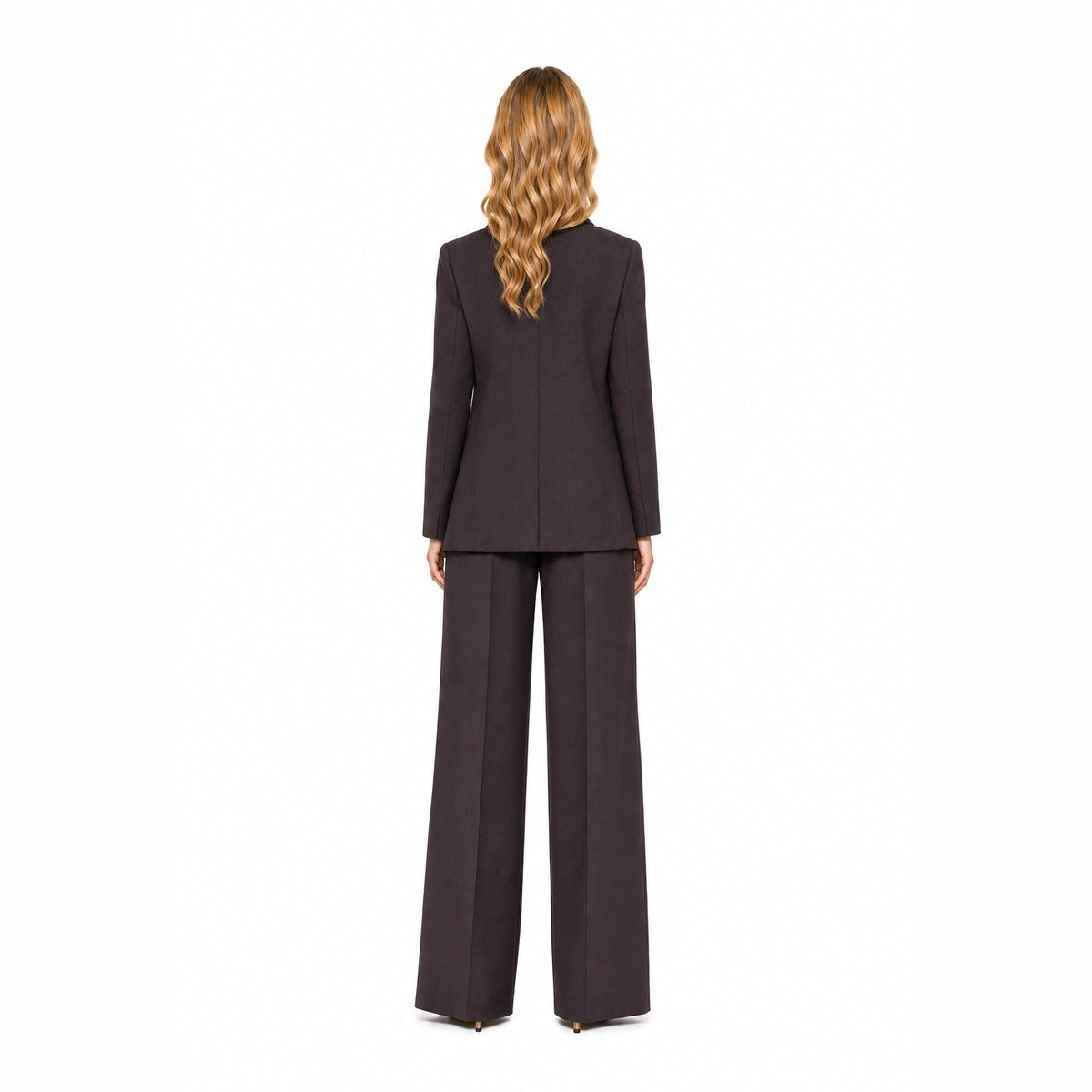 Pantalone Donna SOLOTRE M1AC0060 ACU 39S Pantaloni Over Bordeaux Borgogna con pince e cinturino