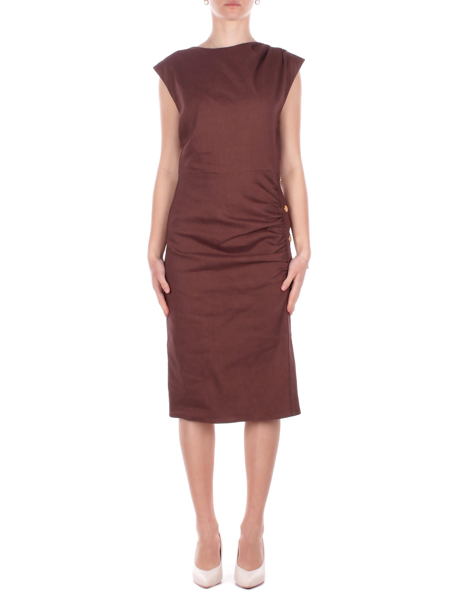 PINKO Donna Abito 106521A34I L78 Alissa abito lino stretch Marrone