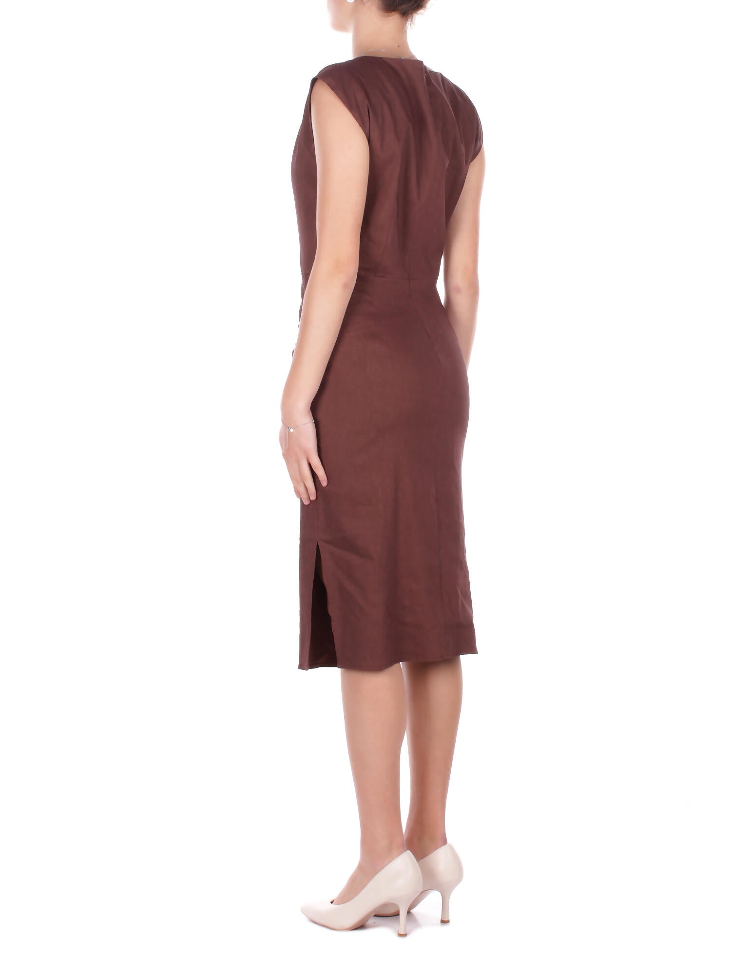 Image of PINKO Donna Abito 106521A34I L78 Alissa abito lino stretch Marrone