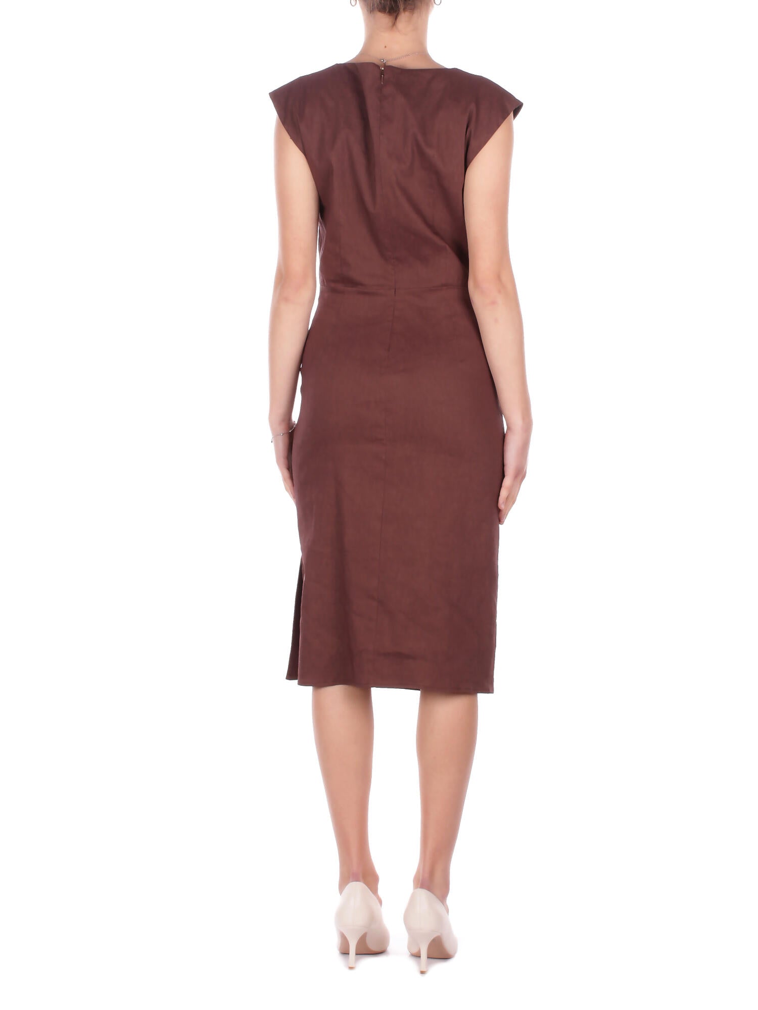 Image of PINKO Donna Abito 106521A34I L78 Alissa abito lino stretch Marrone