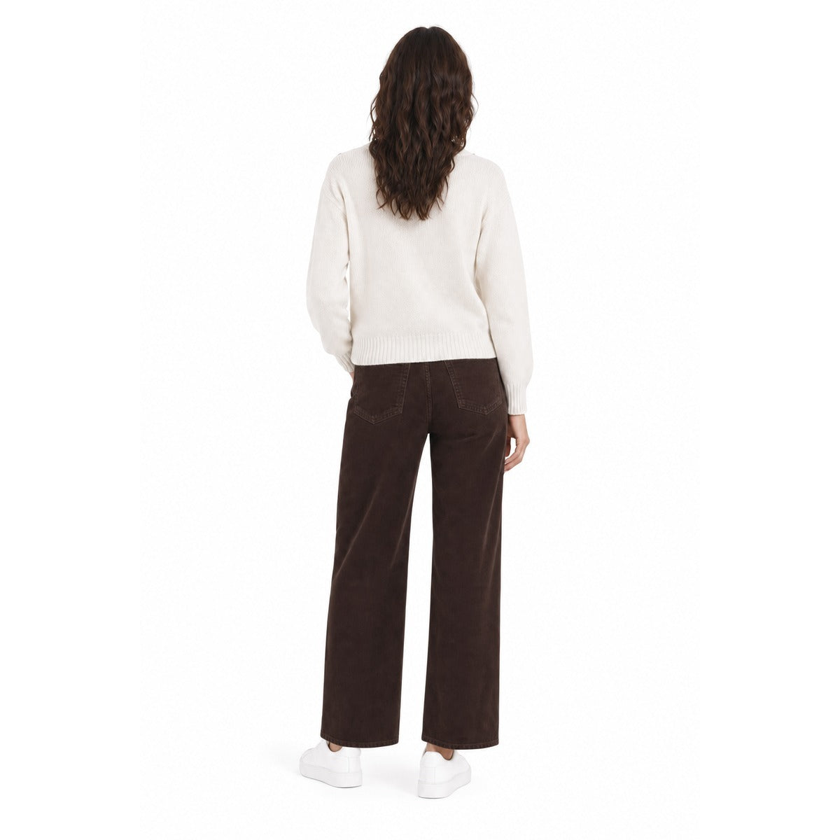 Pantalone Donna a Gamba Larga in Tessuto Intrecciato Marrone - RALPH LAUREN