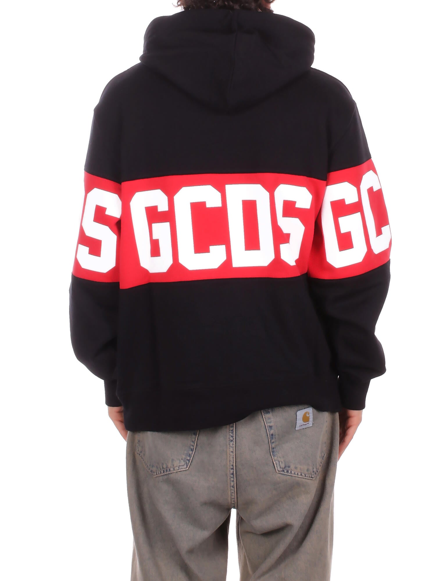 GCDS Uomo Felpa Z0MLQE138F004 999R Band logo hoodie Black red